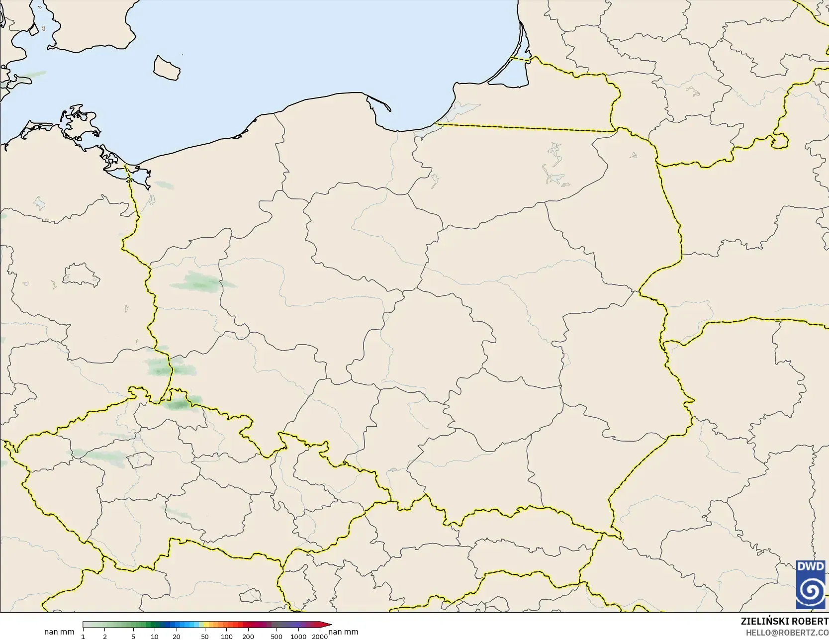 ICON Alemania 2 km modelo - Polonia, Acumulación de precipitación