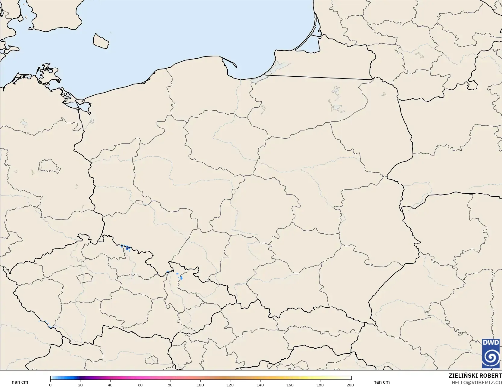 ICON Alemania 2 km modelo - Polonia, Profundidad de nieve