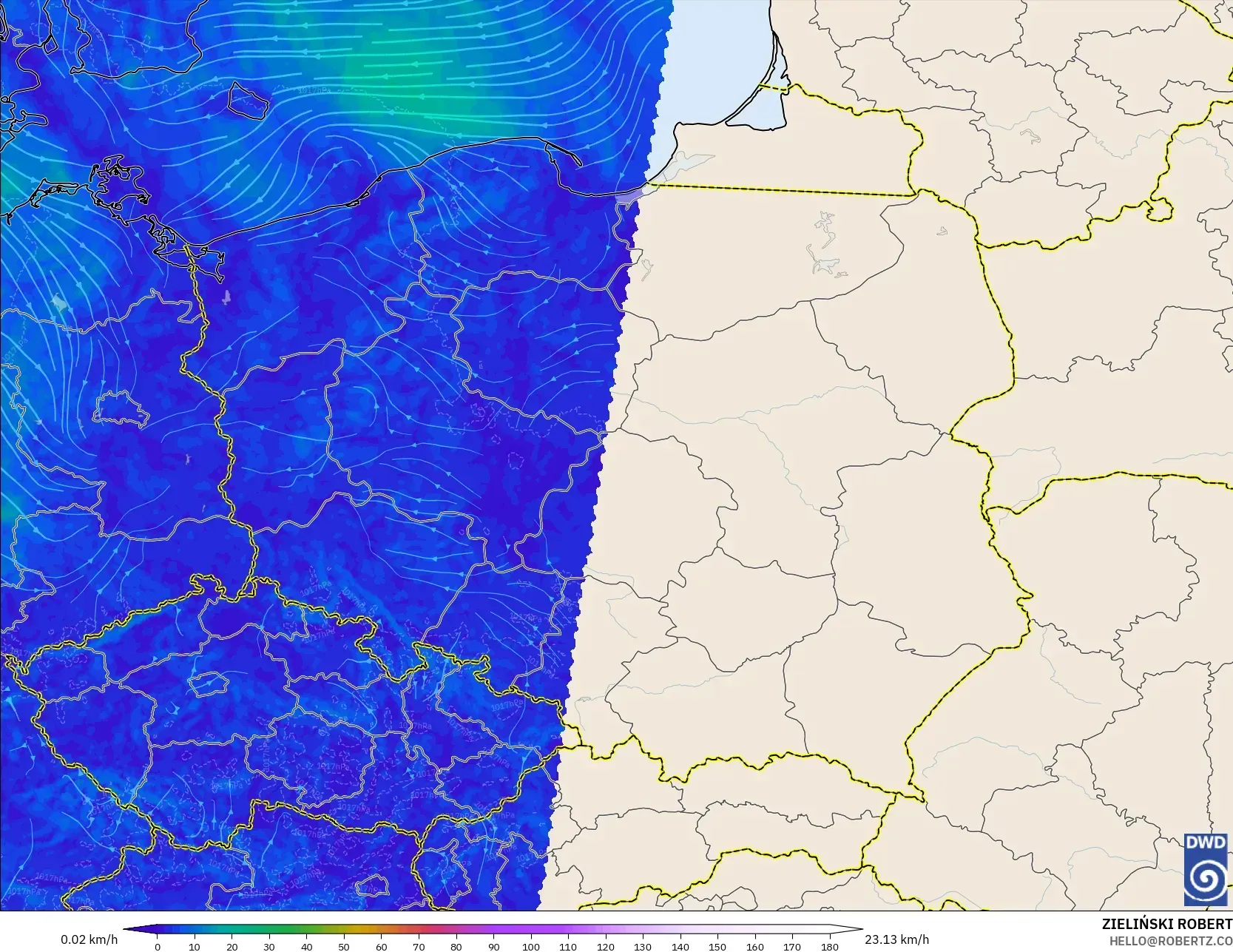 ICON Alemania 2 km modelo - Polonia, Viento a 10 m