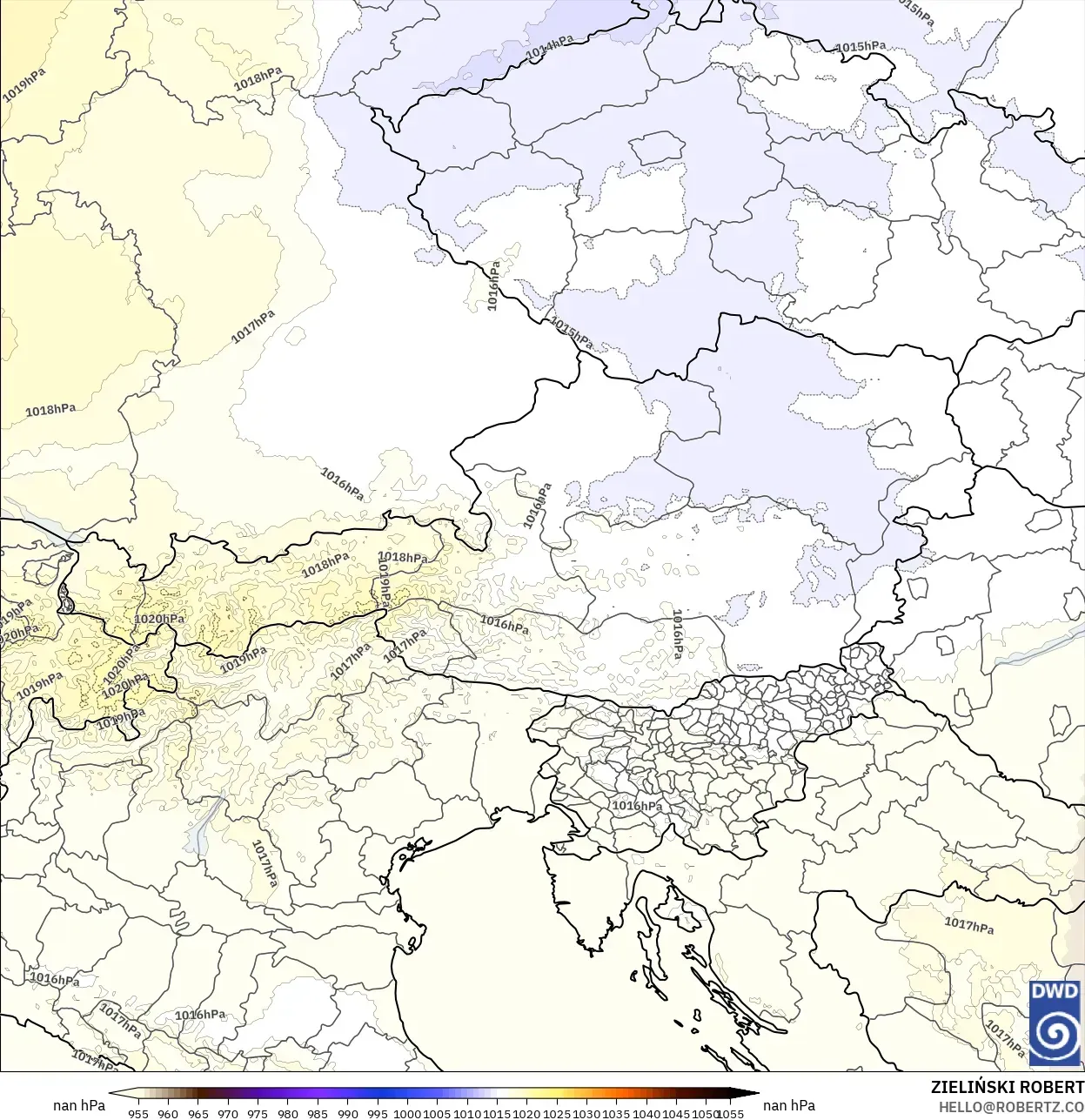 ICON Alemania 2 km modelo - Austria, Presión