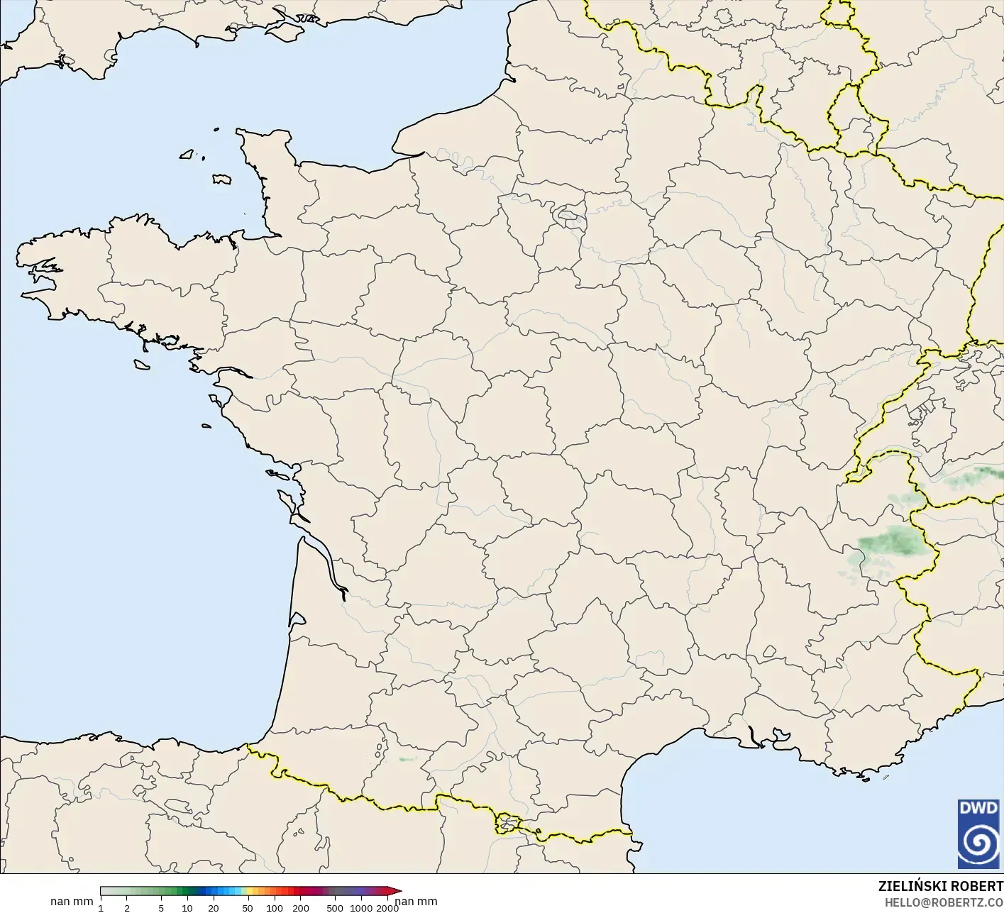 ICON Alemania 2 km modelo - Francia, Acumulación de precipitación