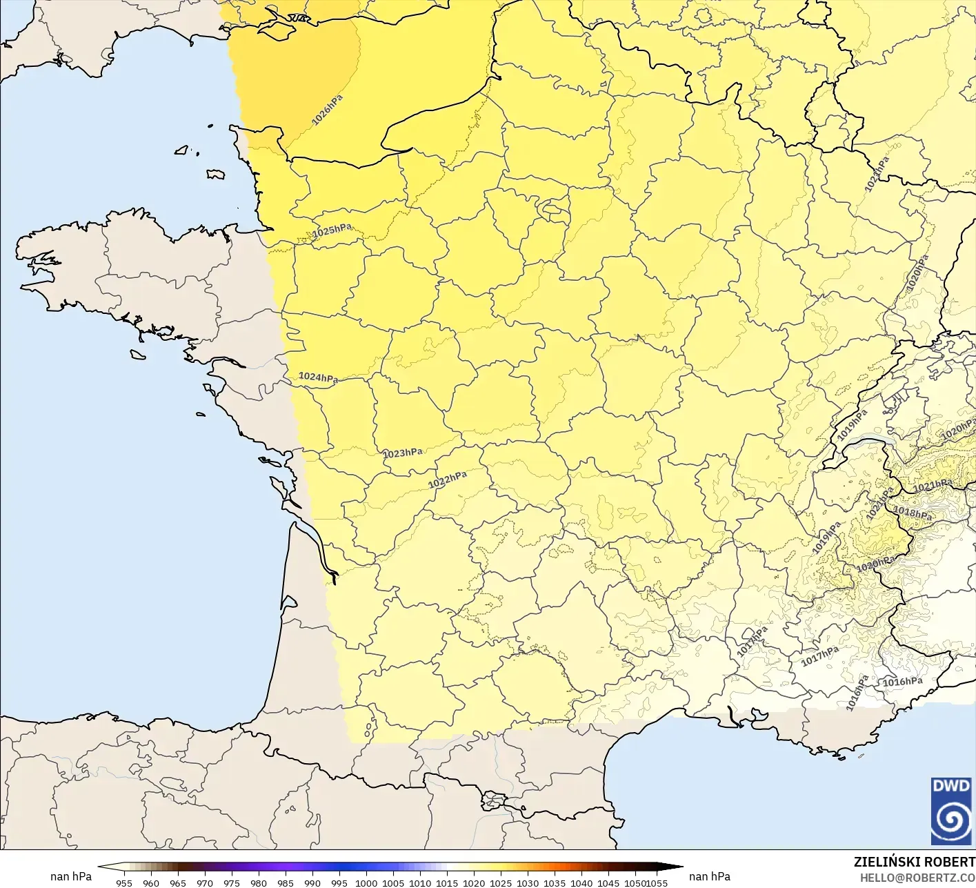 ICON Alemania 2 km modelo - Francia, Presión