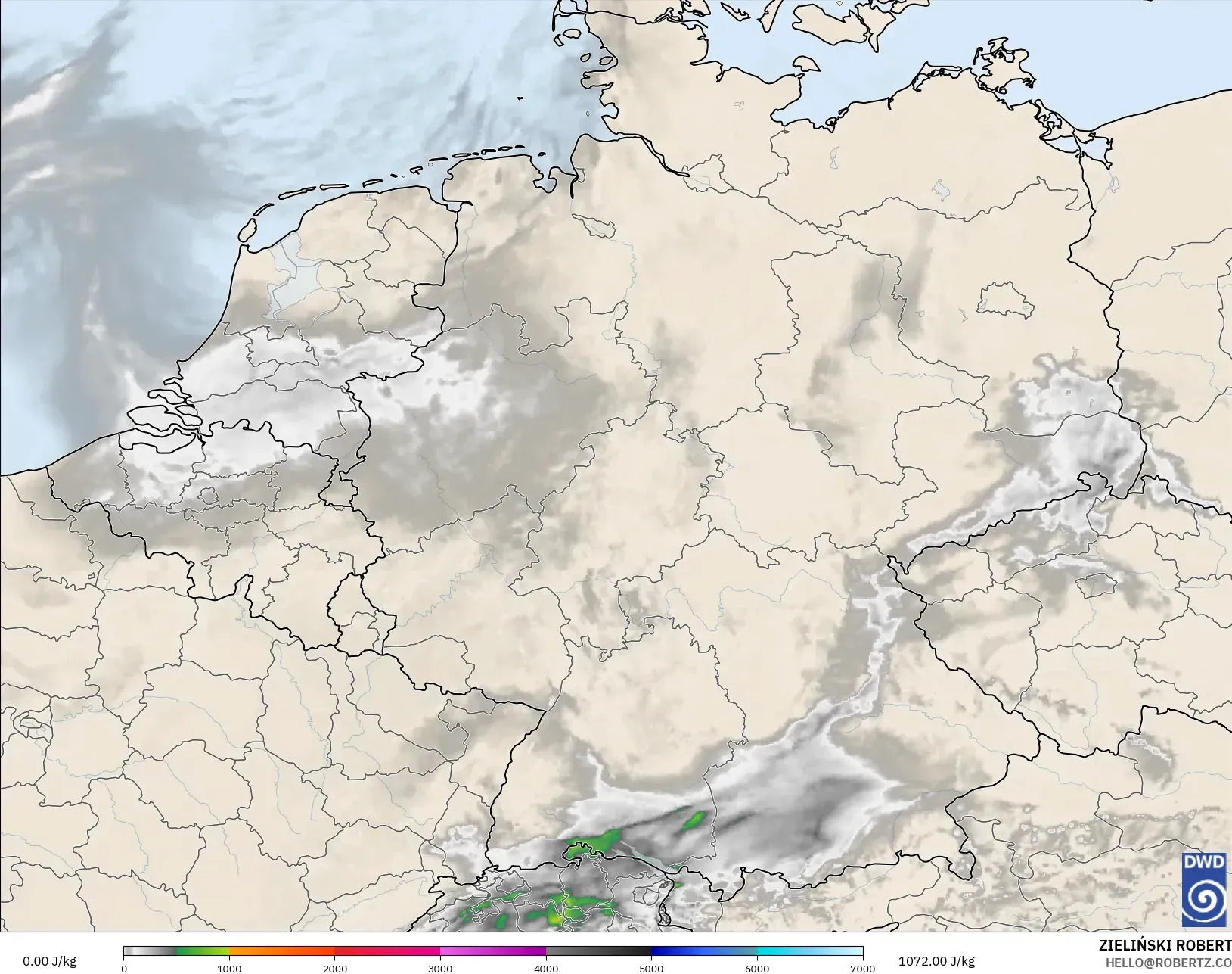 ICON Alemania 2 km modelo - Alemania, CAPE
