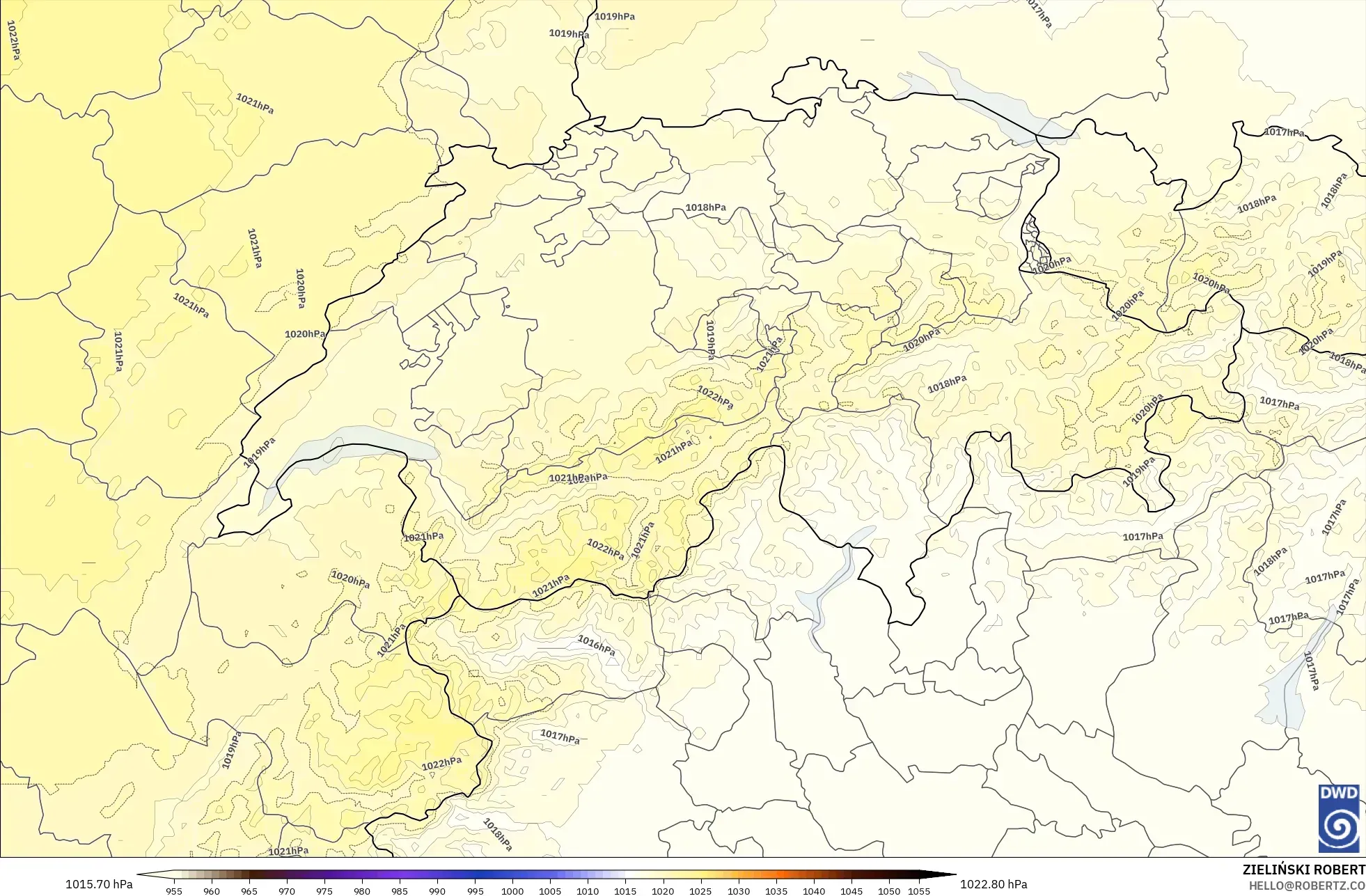 ICON Alemania 2 km modelo - Suiza, Presión