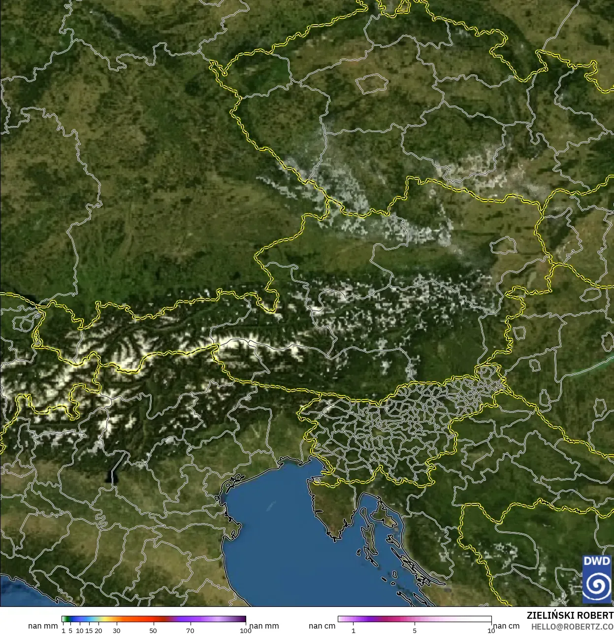 ICON Alemania 2 km modelo - Austria, Precipitación, nubes y presión