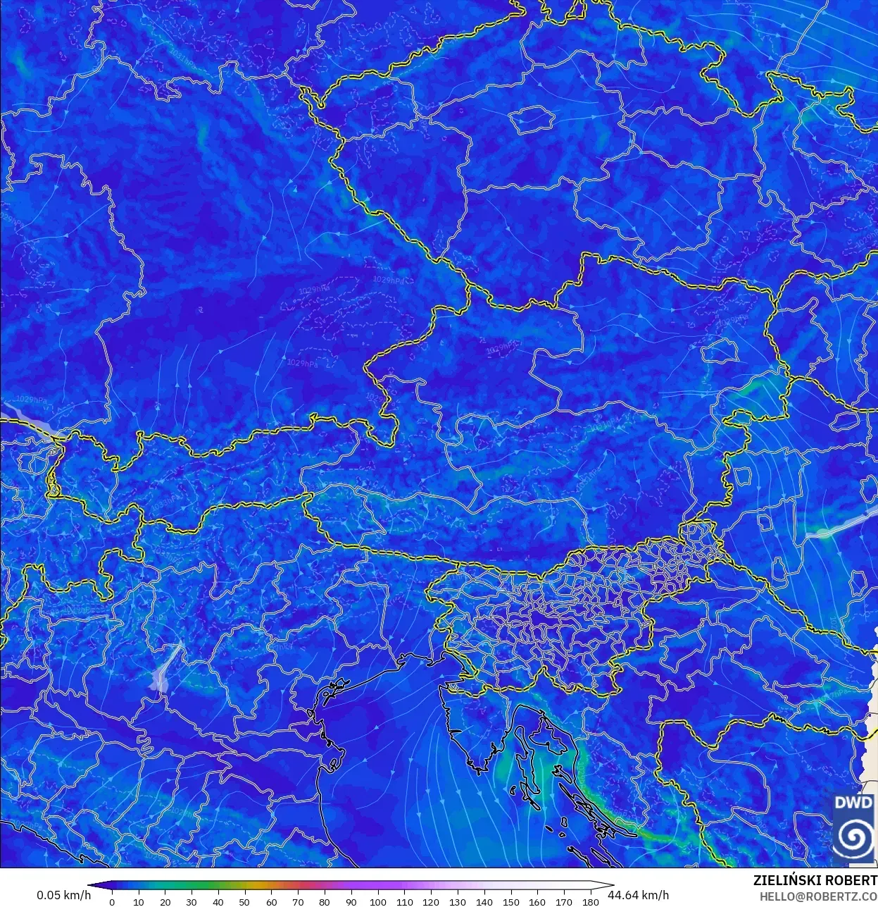 ICON Alemania 2 km modelo - Austria, Viento a 10 m