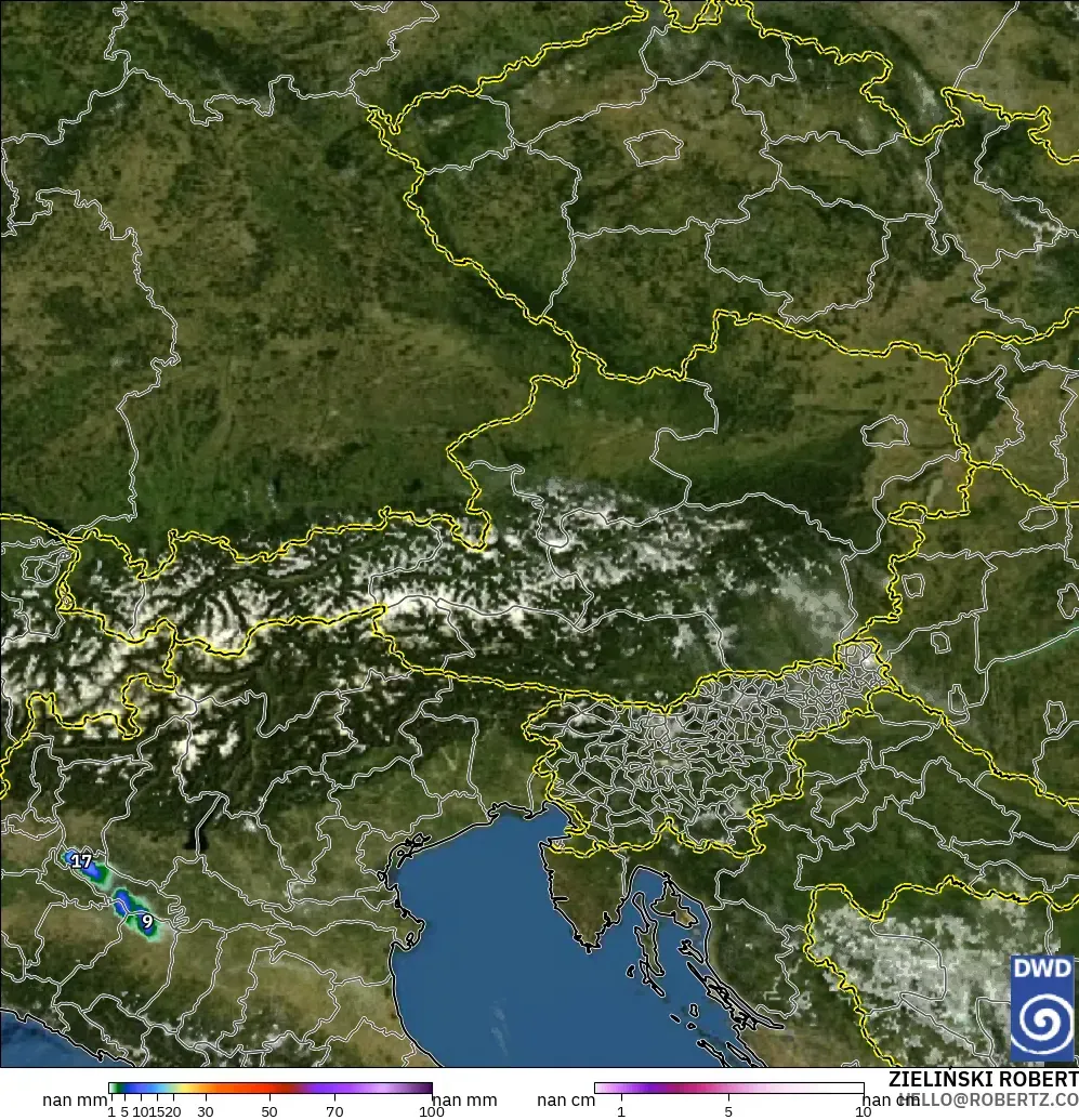 ICON Alemania 2 km modelo - Austria, Precipitación, nubes y presión