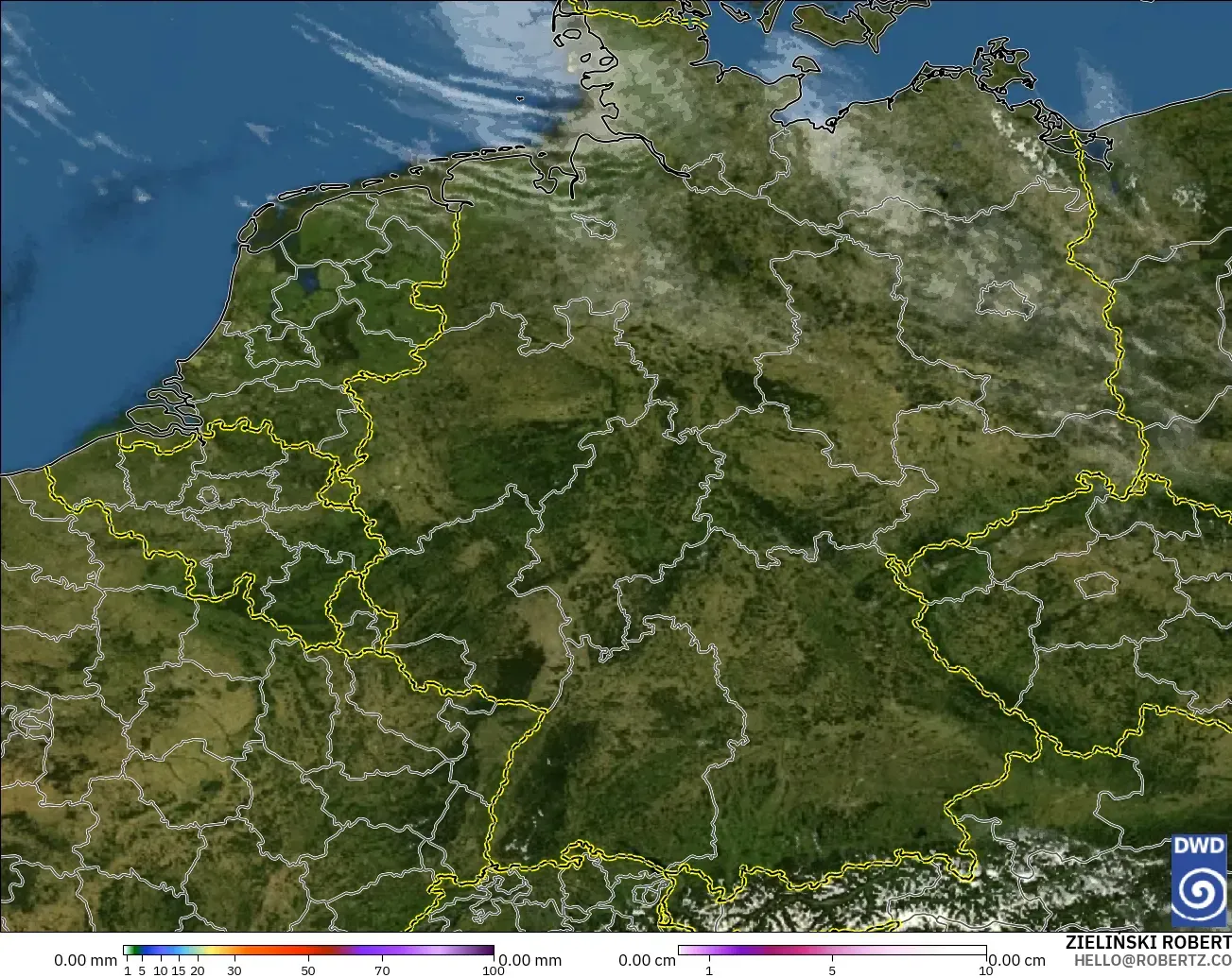 ICON Alemania 2 km modelo - Alemania, Precipitación, nubes y presión