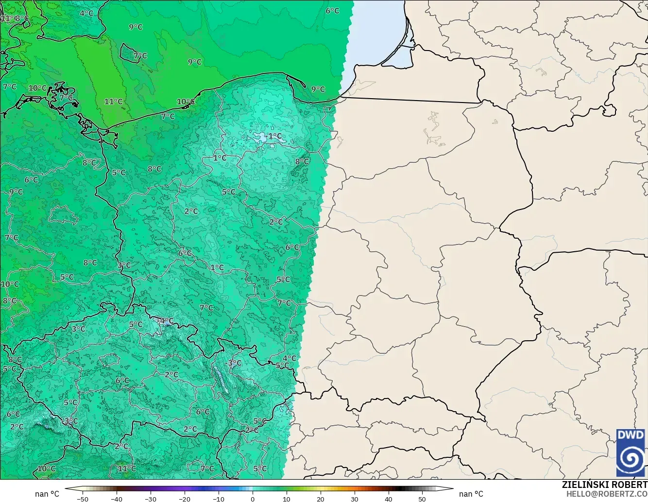 ICON Alemania 2 km modelo - Polonia, Punto de rocío a 2 m