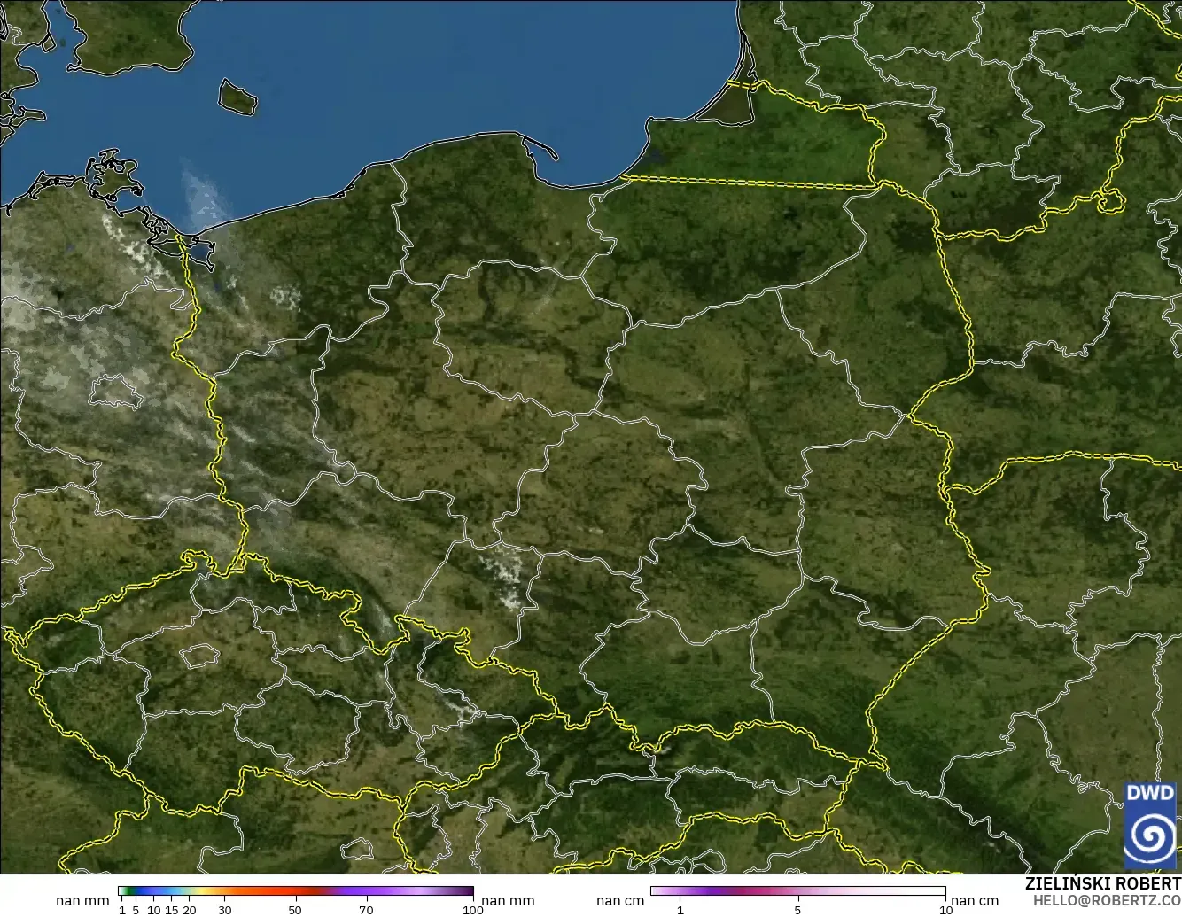 ICON Alemania 2 km modelo - Polonia, Precipitación, nubes y presión