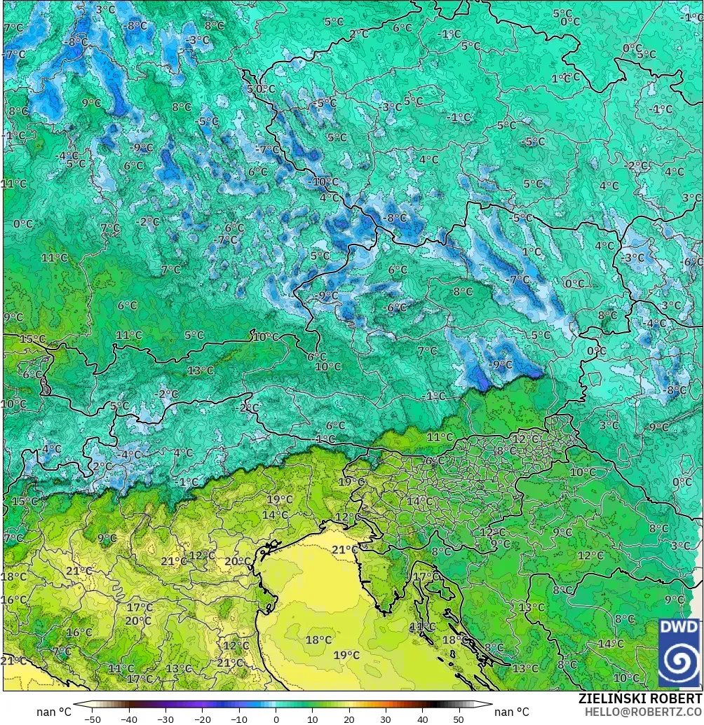 ICON Alemania 2 km modelo - Austria, Punto de rocío a 2 m