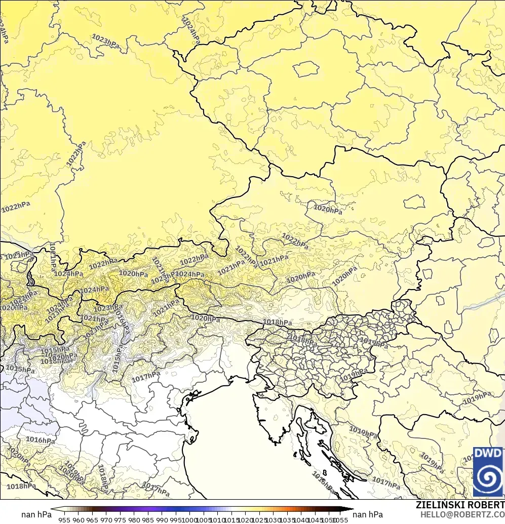 ICON Alemania 2 km modelo - Austria, Presión
