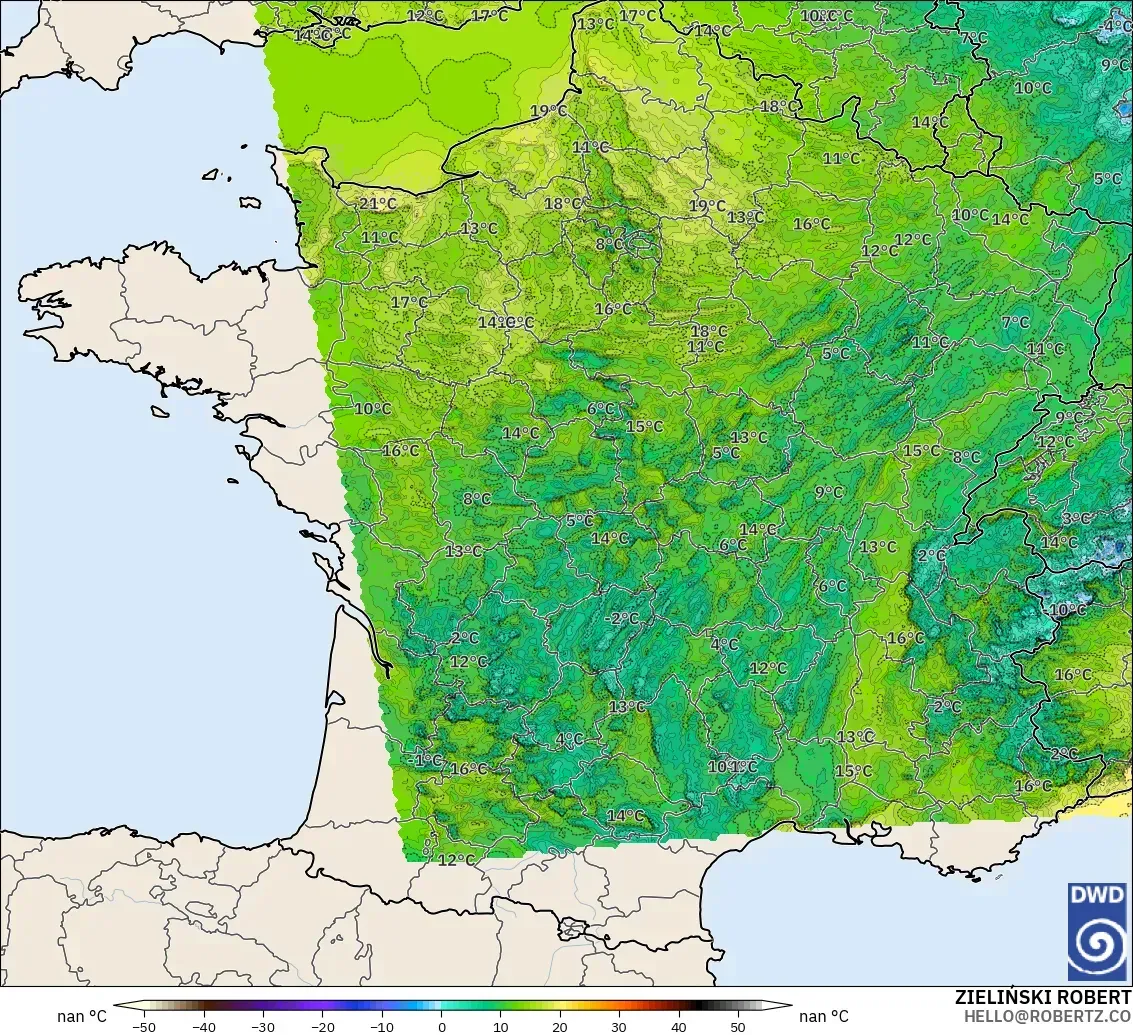 ICON Alemania 2 km modelo - Francia, Punto de rocío a 2 m