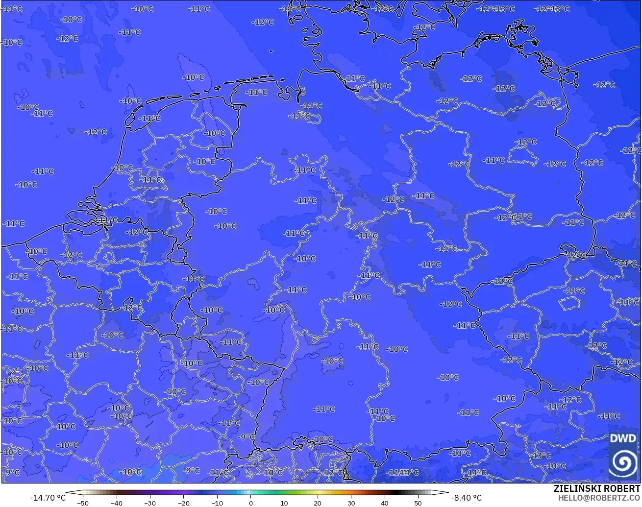 ICON Alemania 2 km modelo - Alemania, Temperatura a 500 hPa