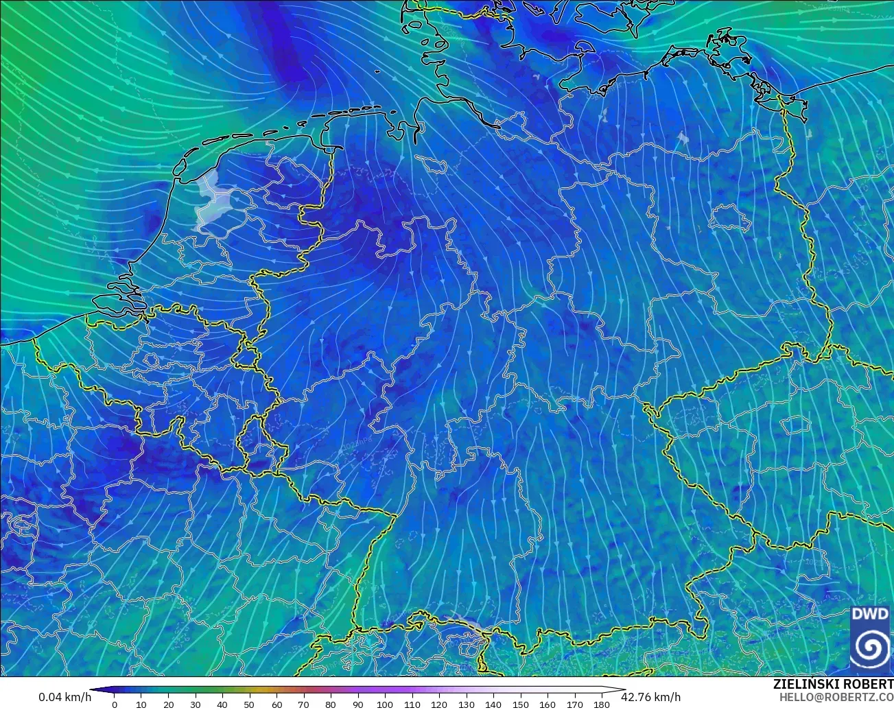 ICON Alemania 2 km modelo - Alemania, Viento a 10 m