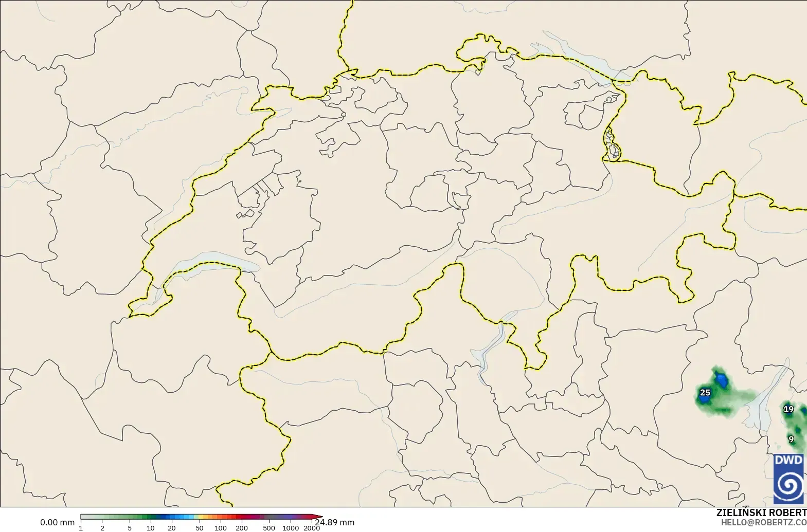 ICON Alemania 2 km modelo - Suiza, Acumulación de precipitación
