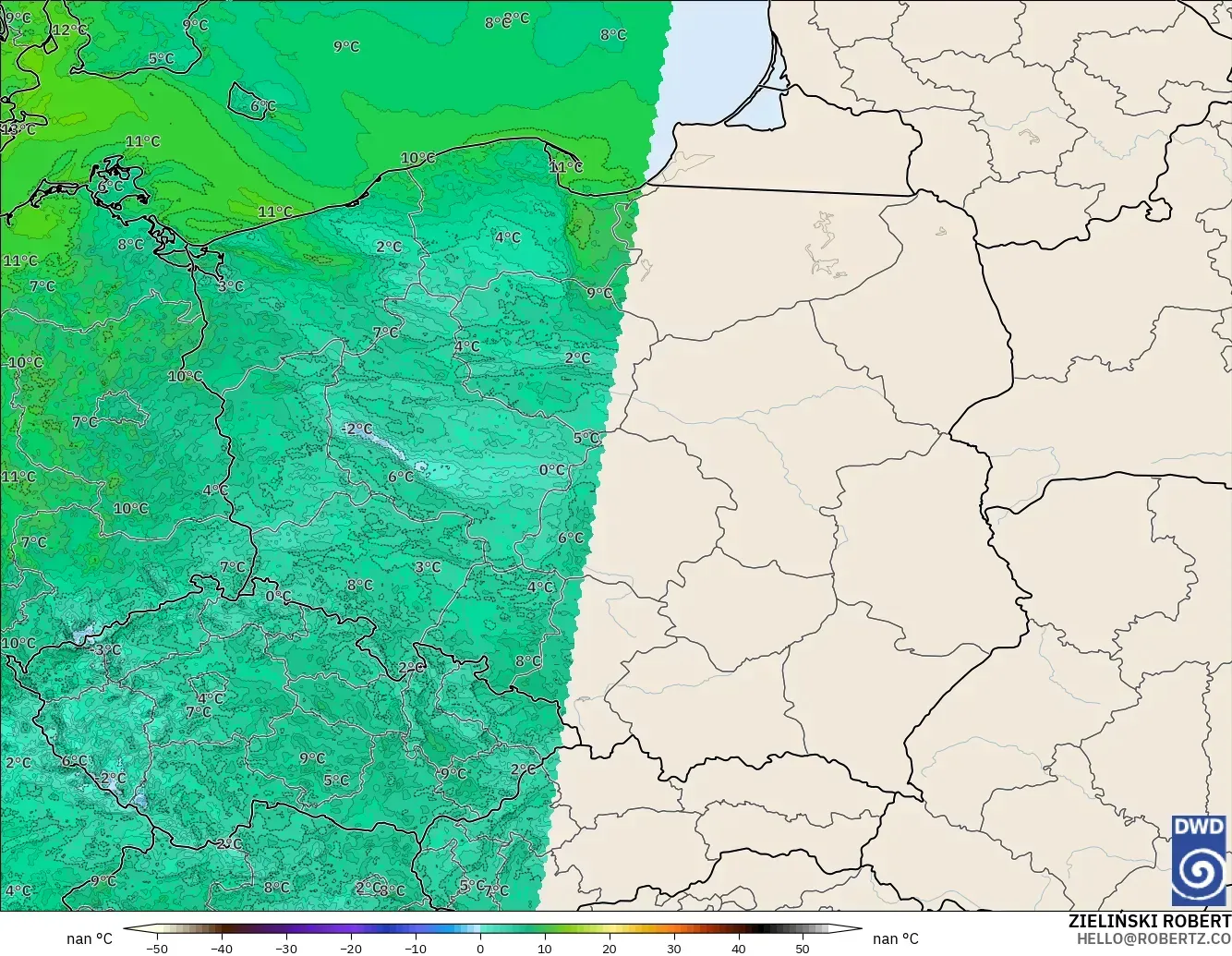 ICON Alemania 2 km modelo - Polonia, Punto de rocío a 2 m