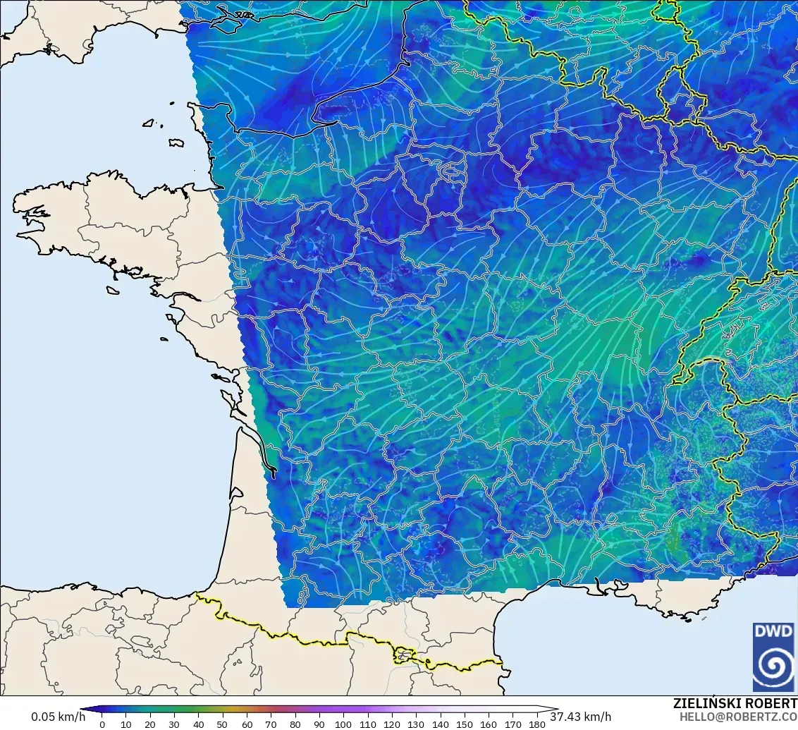 ICON Alemania 2 km modelo - Francia, Viento a 10 m