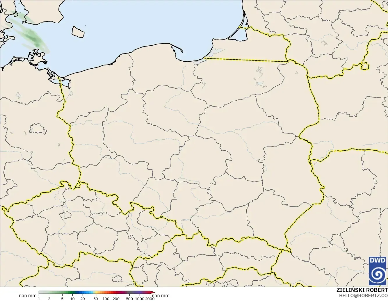 ICON Alemania 2 km modelo - Polonia, Acumulación de precipitación