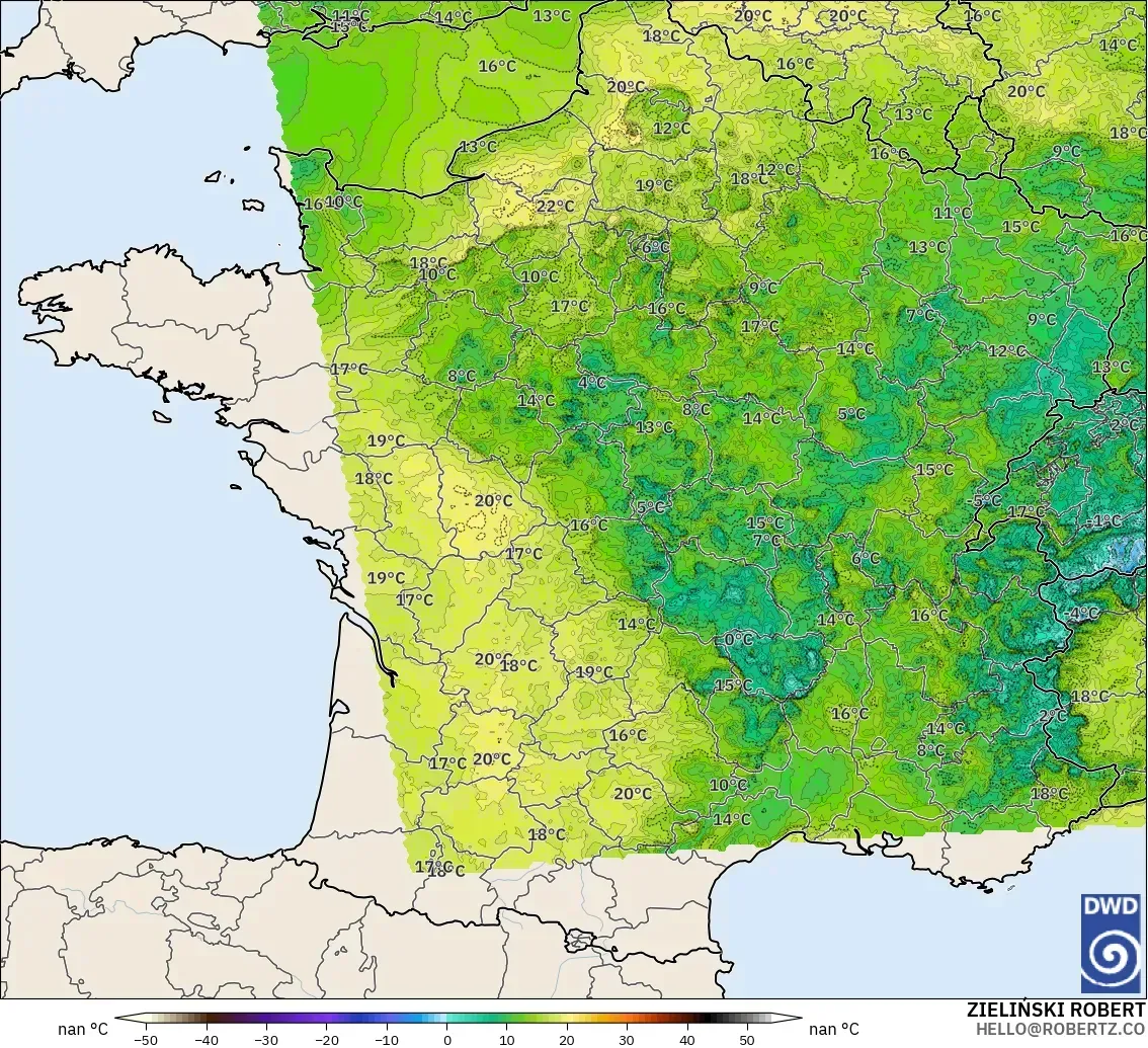 ICON Alemania 2 km modelo - Francia, Punto de rocío a 2 m
