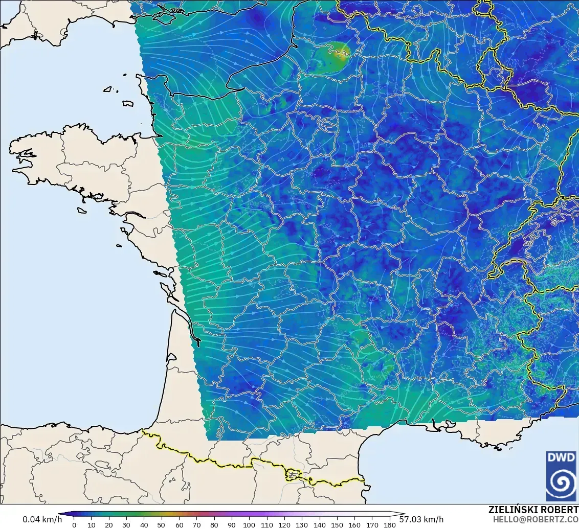 ICON Alemania 2 km modelo - Francia, Viento a 10 m