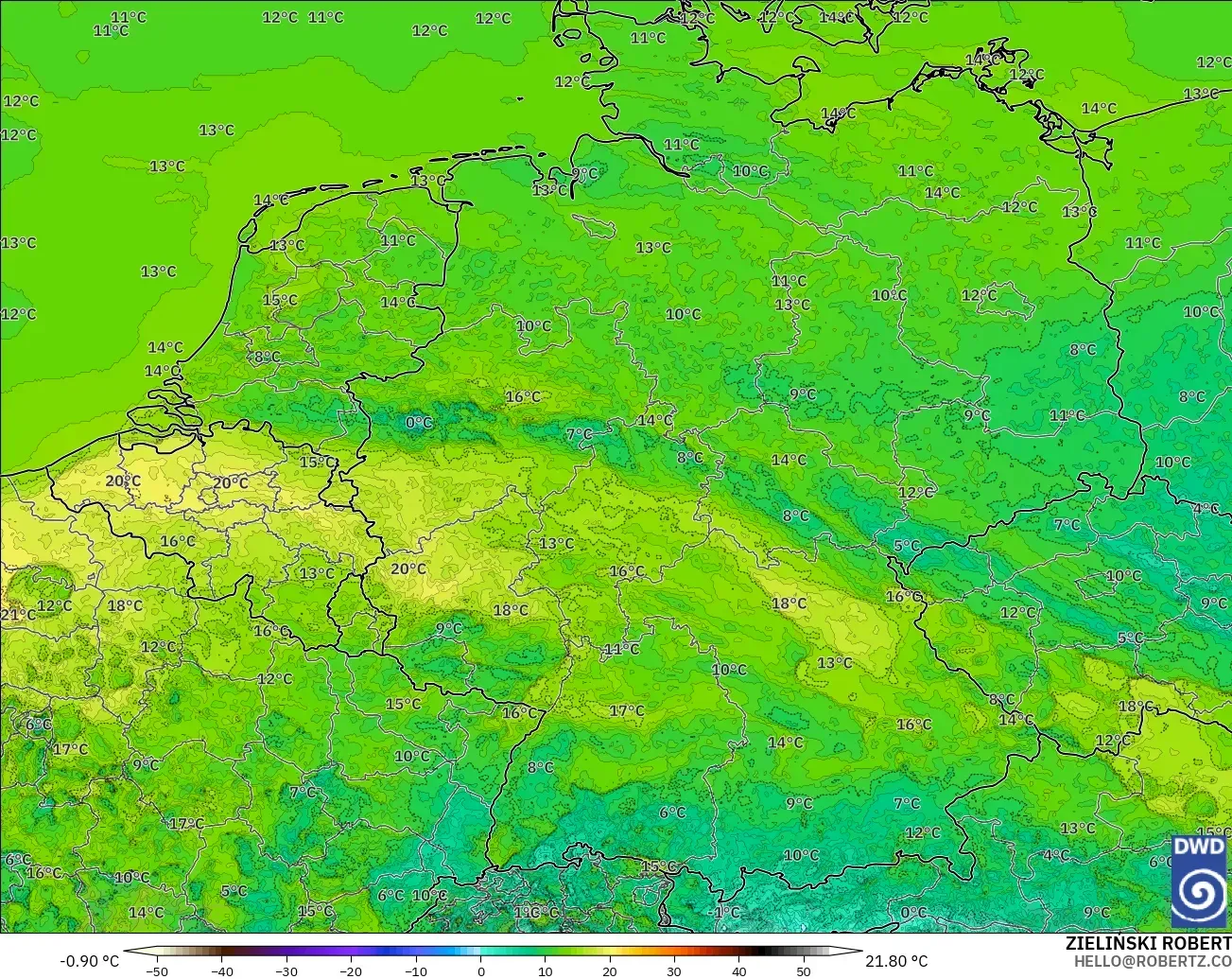 ICON Alemania 2 km modelo - Alemania, Punto de rocío a 2 m