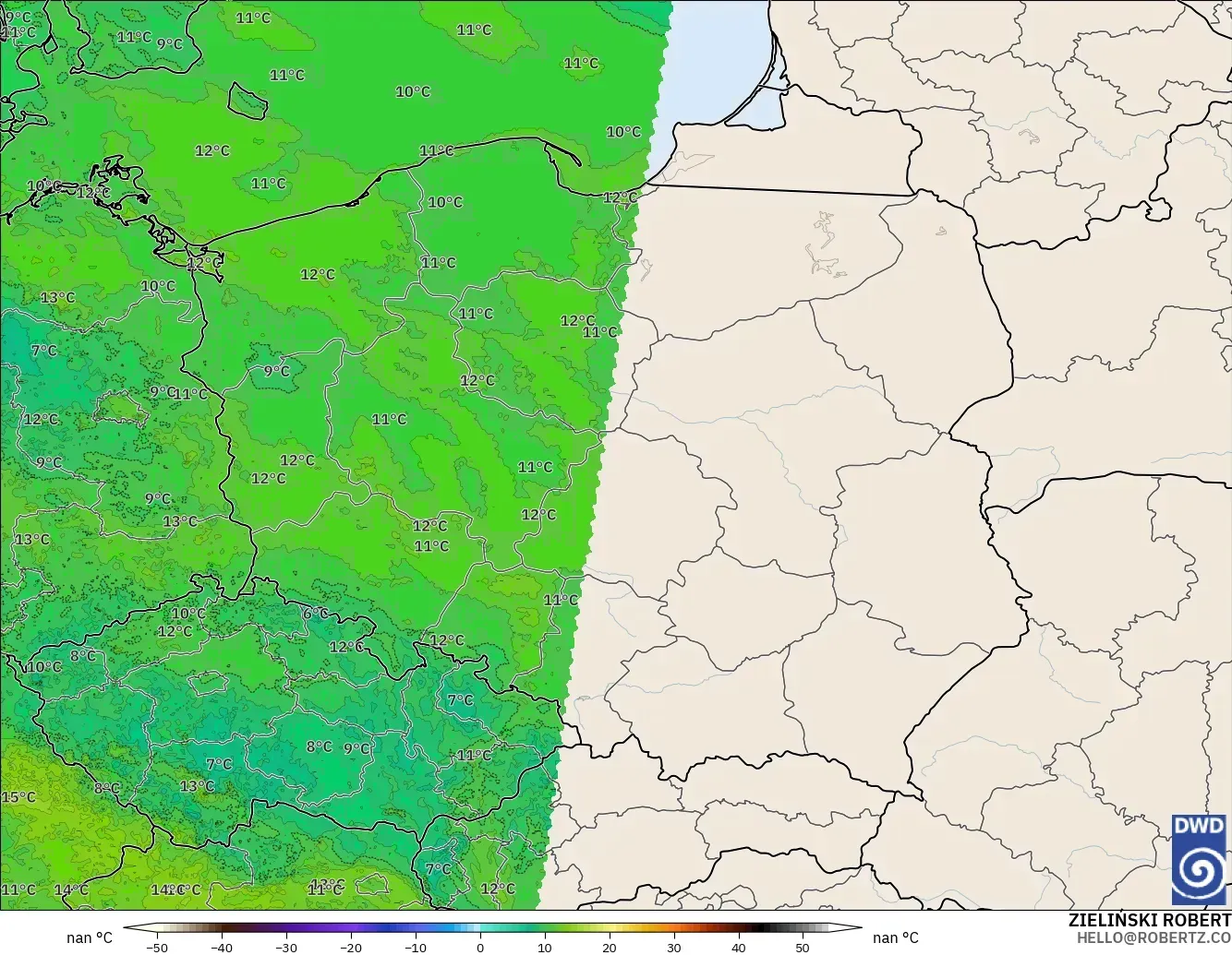 ICON Alemania 2 km modelo - Polonia, Punto de rocío a 2 m