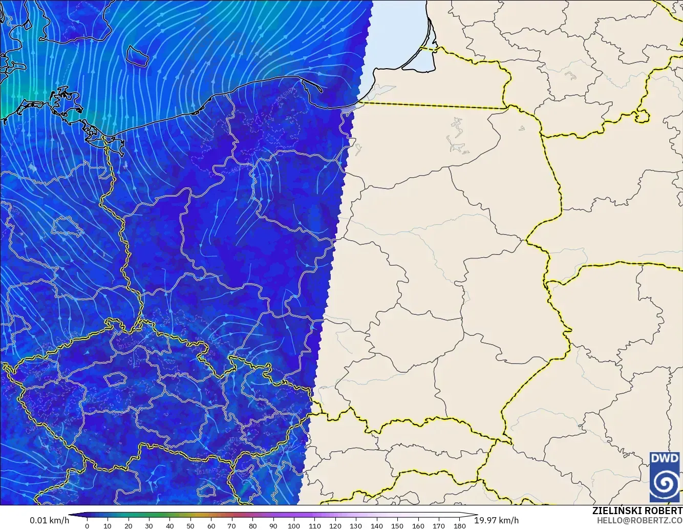 ICON Alemania 2 km modelo - Polonia, Viento a 10 m