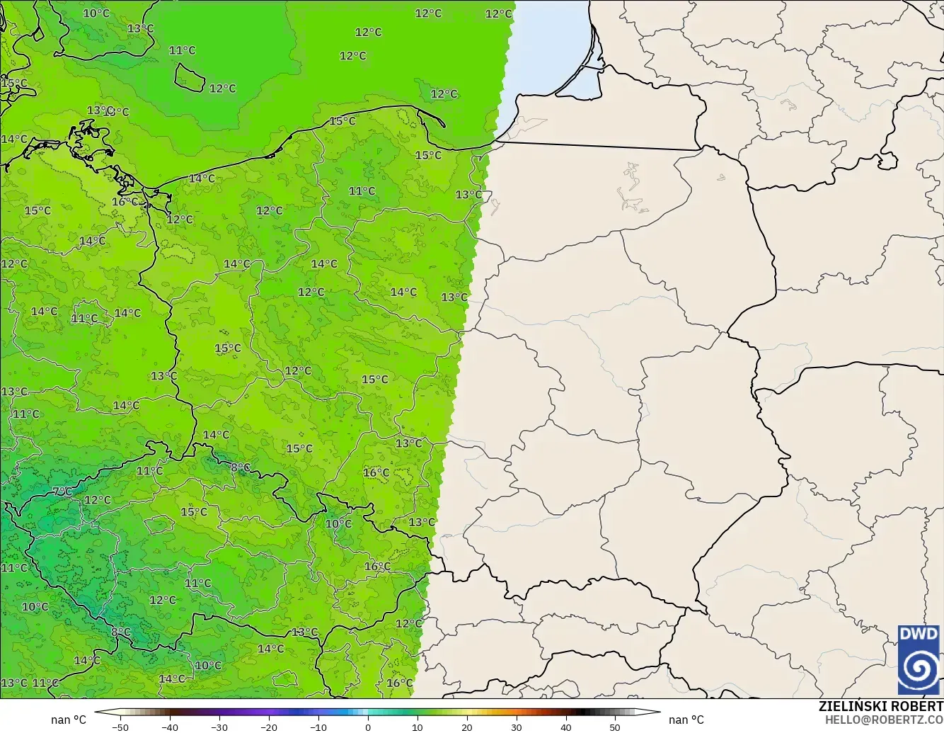 ICON Alemania 2 km modelo - Polonia, Punto de rocío a 2 m