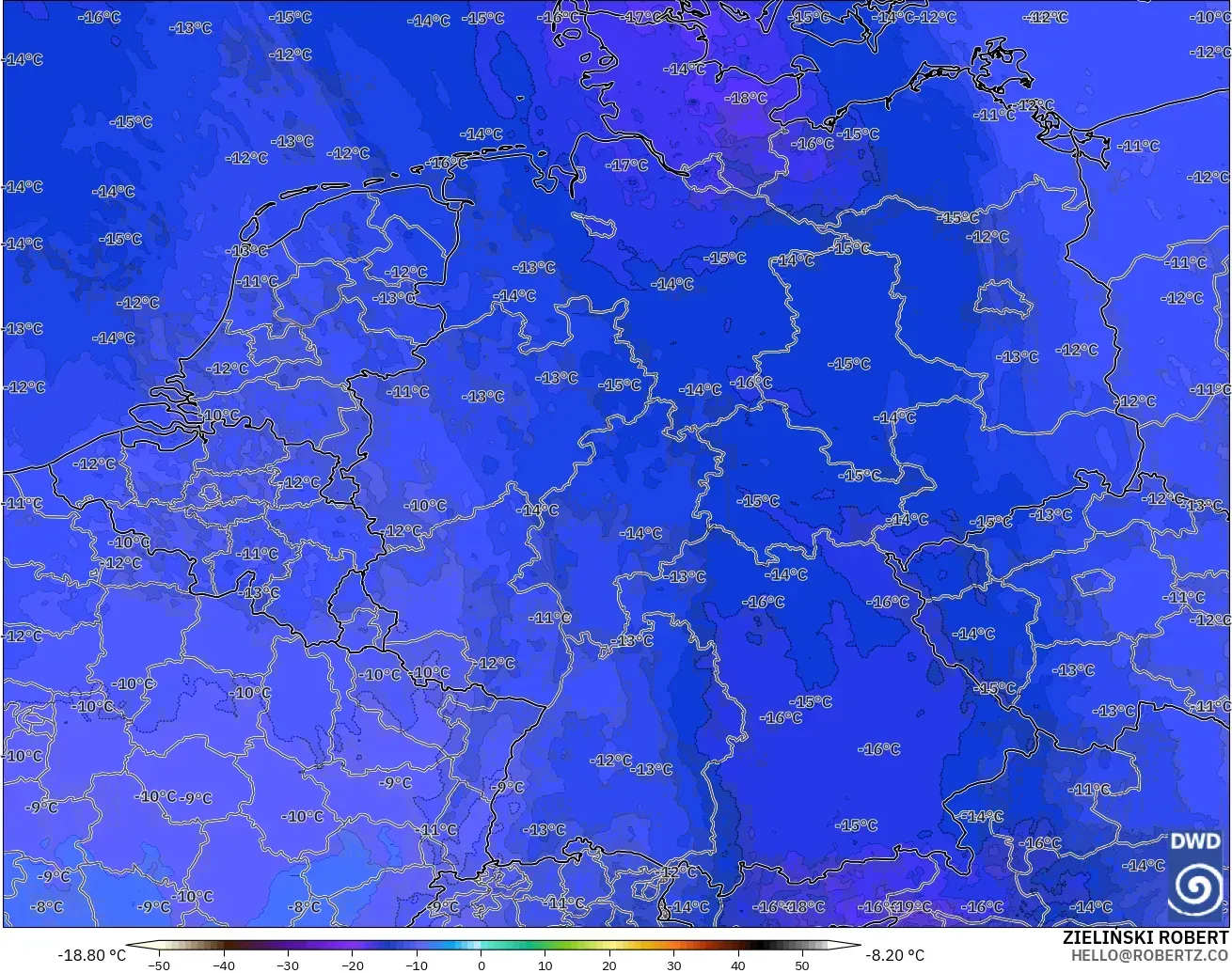 ICON Alemania 2 km modelo - Alemania, Temperatura a 500 hPa