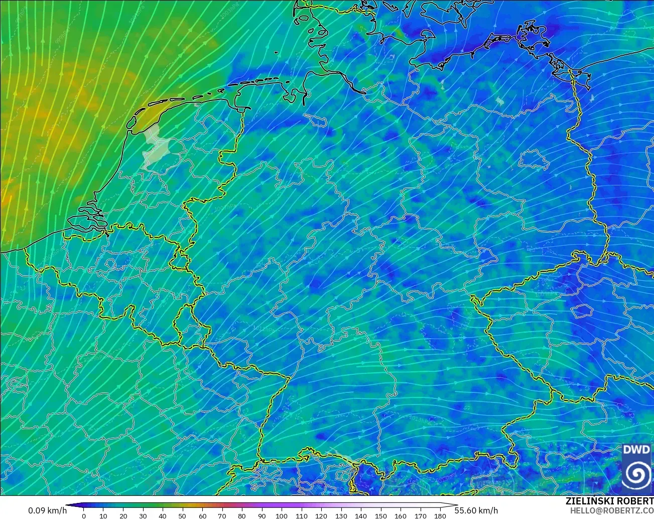 ICON Alemania 2 km modelo - Alemania, Viento a 10 m