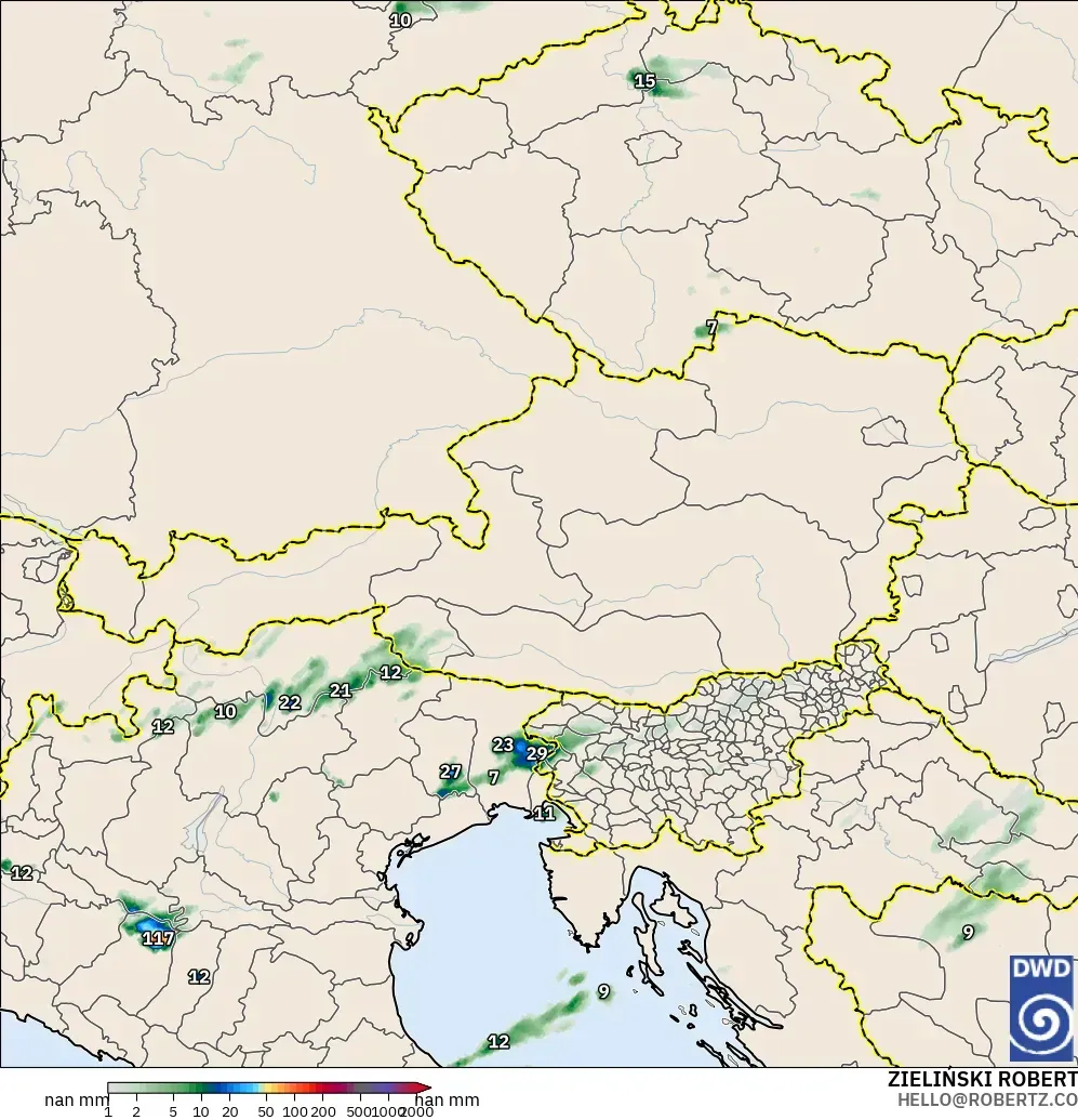 ICON Alemania 2 km modelo - Austria, Acumulación de precipitación