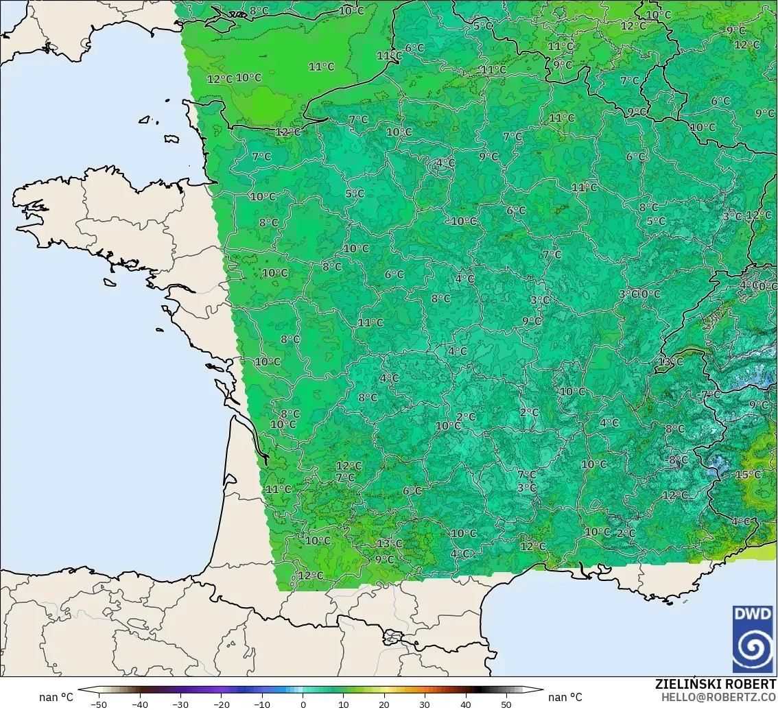 ICON Alemania 2 km modelo - Francia, Punto de rocío a 2 m