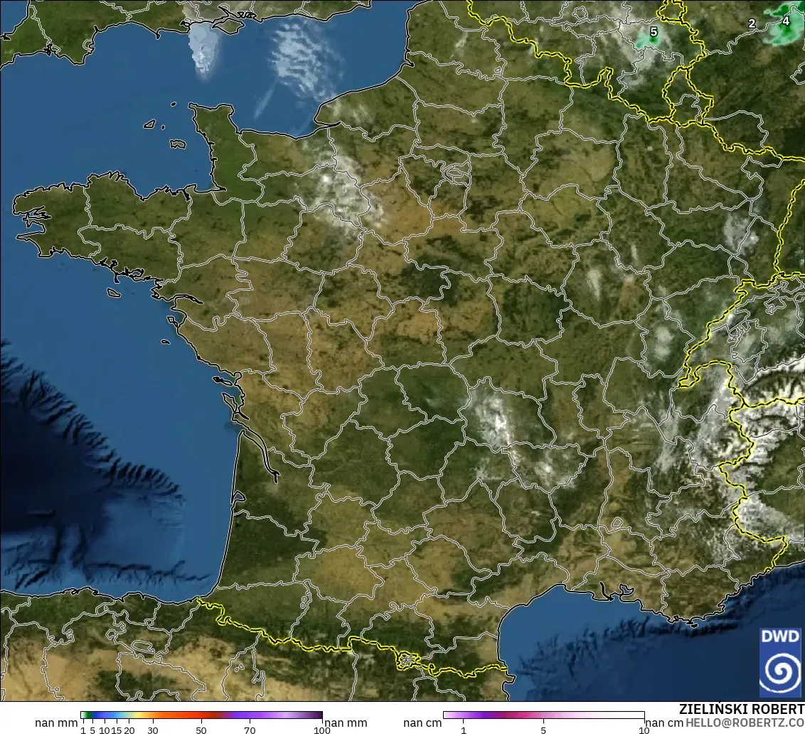 ICON Alemania 2 km modelo - Francia, Precipitación, nubes y presión