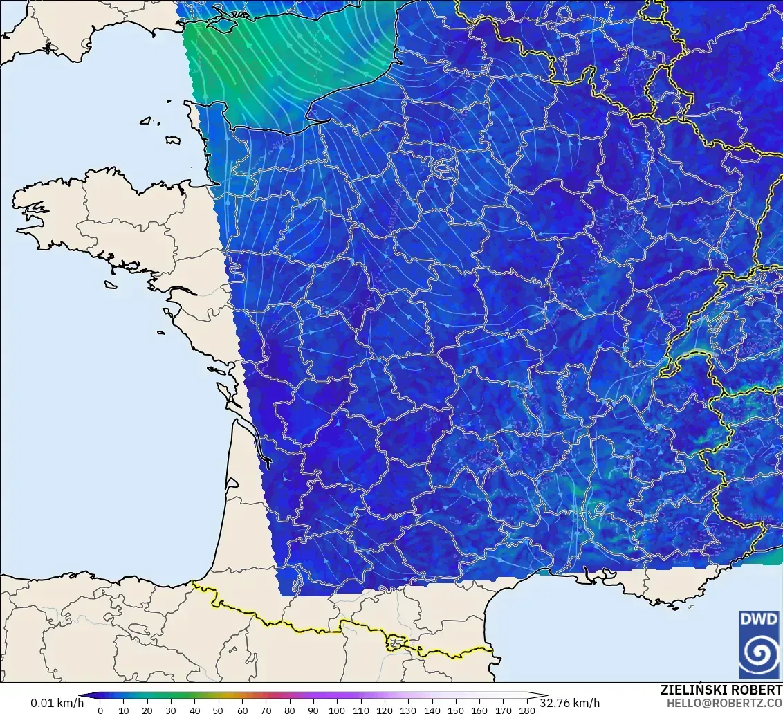 ICON Alemania 2 km modelo - Francia, Viento a 10 m