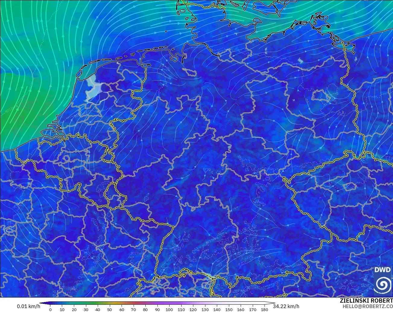 ICON Alemania 2 km modelo - Alemania, Viento a 10 m