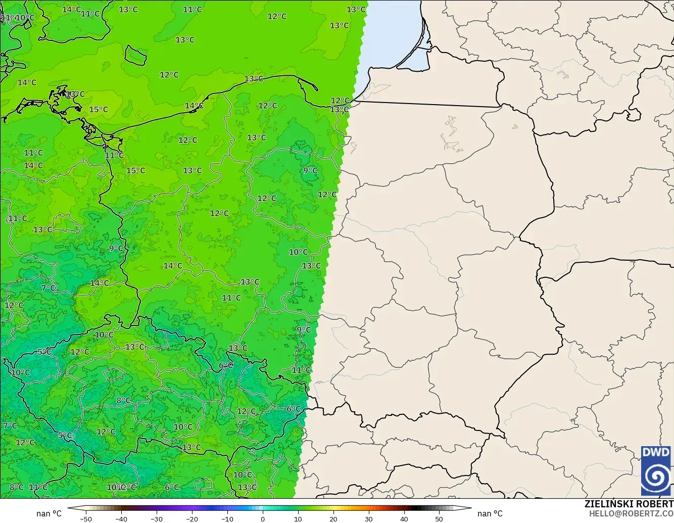 ICON Alemania 2 km modelo - Polonia, Punto de rocío a 2 m
