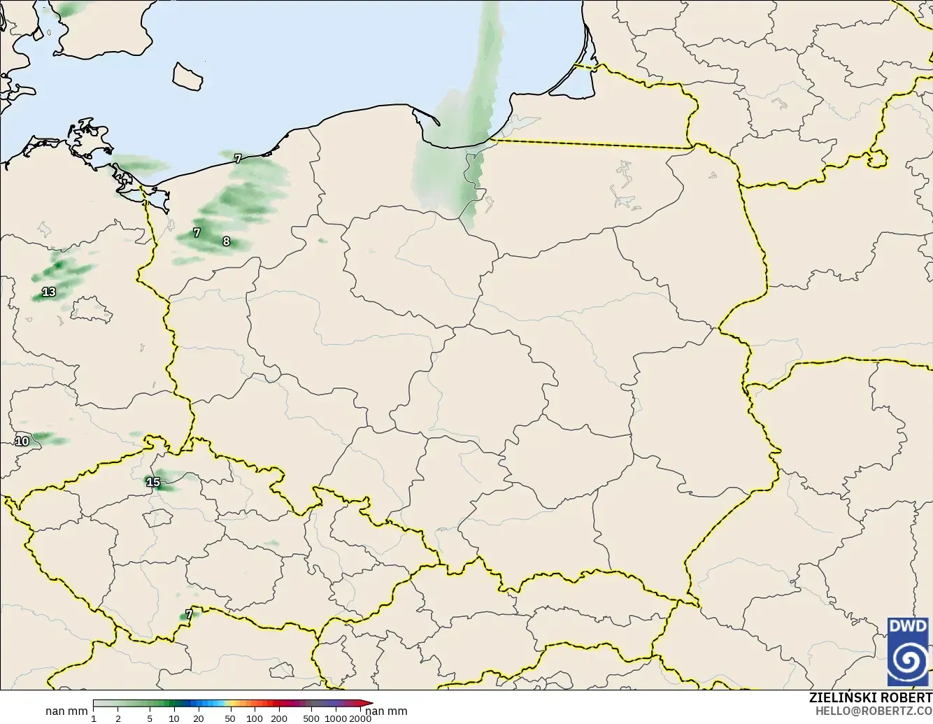 ICON Alemania 2 km modelo - Polonia, Acumulación de precipitación
