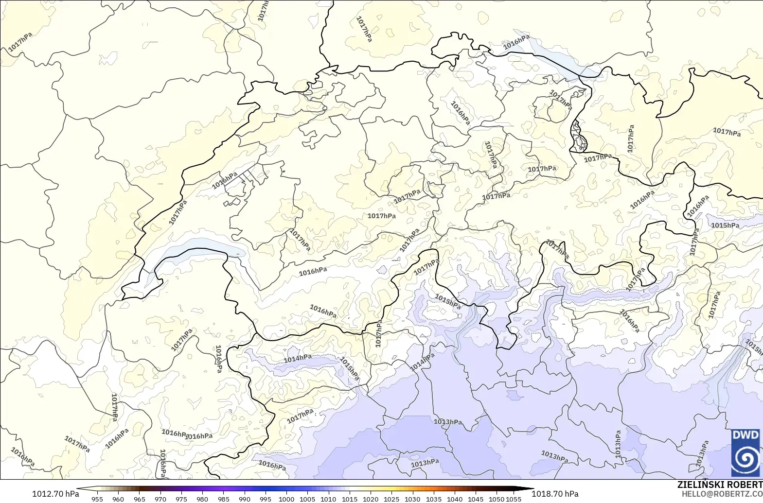 ICON Alemania 2 km modelo - Suiza, Presión