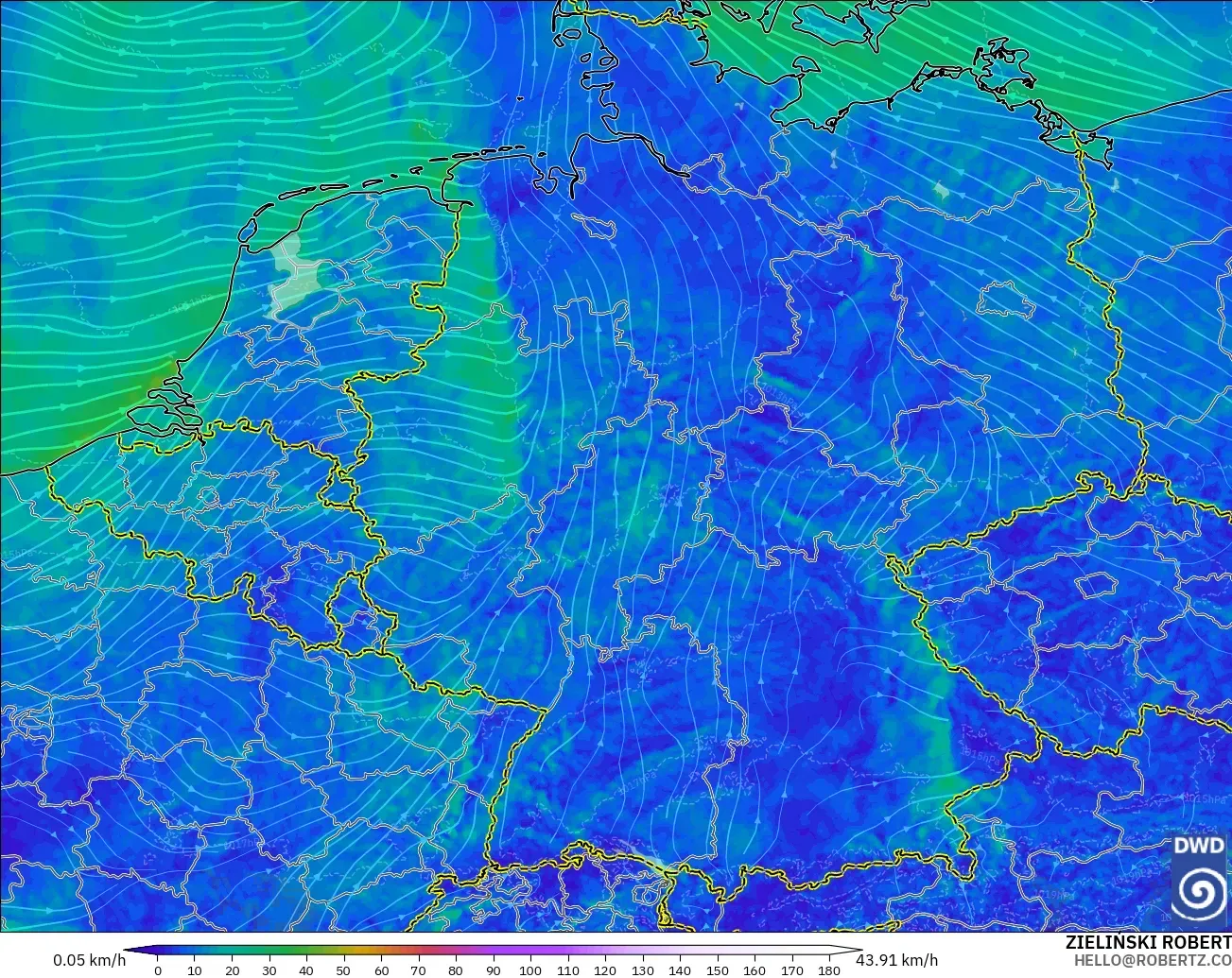 ICON Alemania 2 km modelo - Alemania, Viento a 10 m