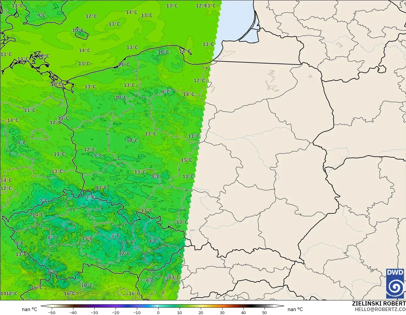 ICON Alemania 2 km modelo - Polonia, Punto de rocío a 2 m