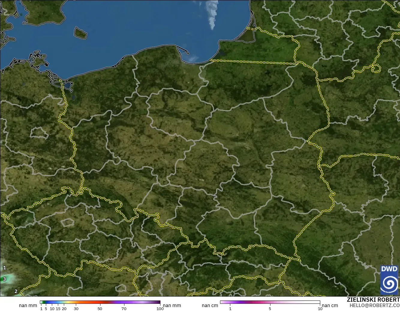 ICON Alemania 2 km modelo - Polonia, Precipitación, nubes y presión