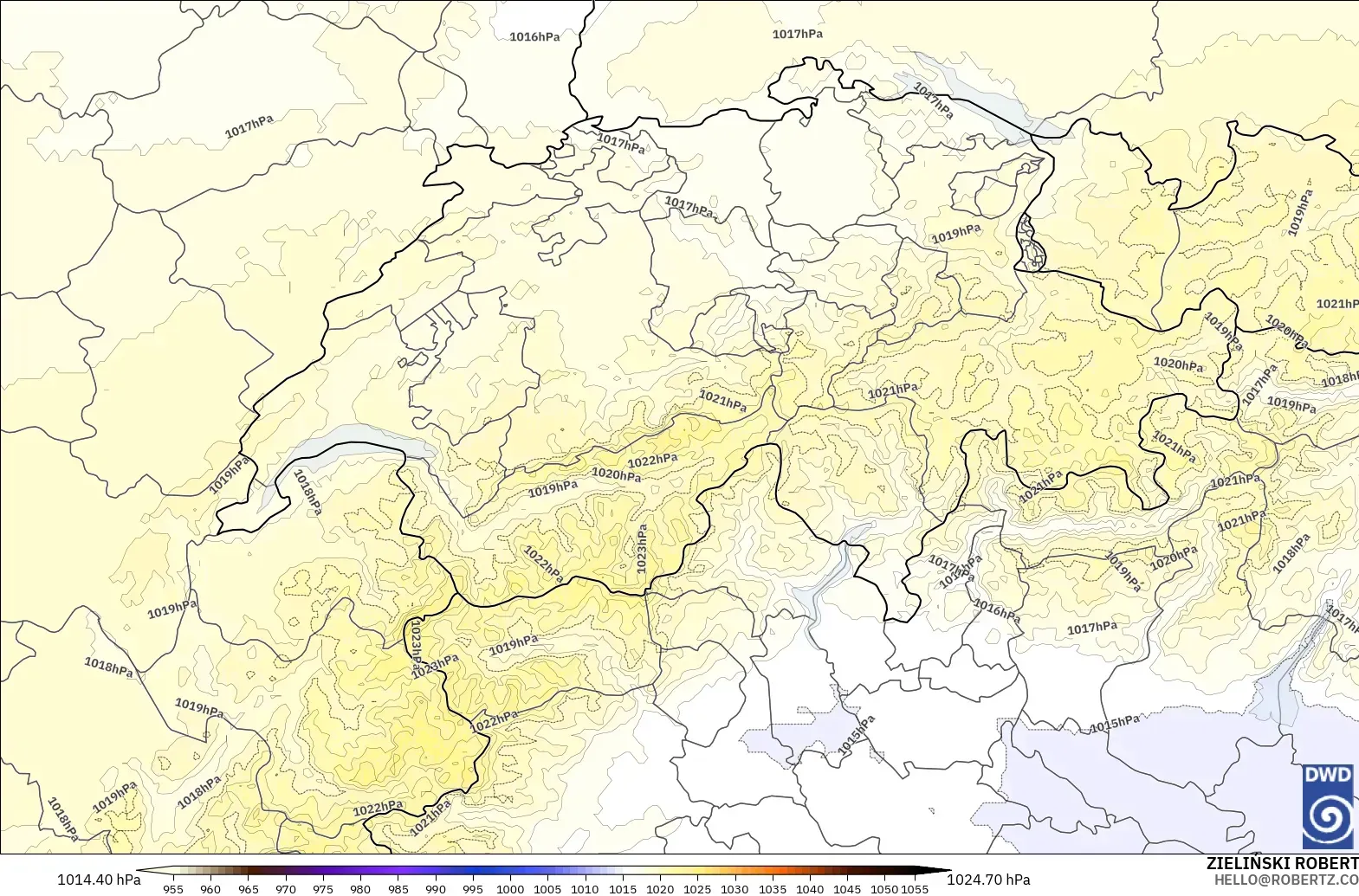 ICON Alemania 2 km modelo - Suiza, Presión