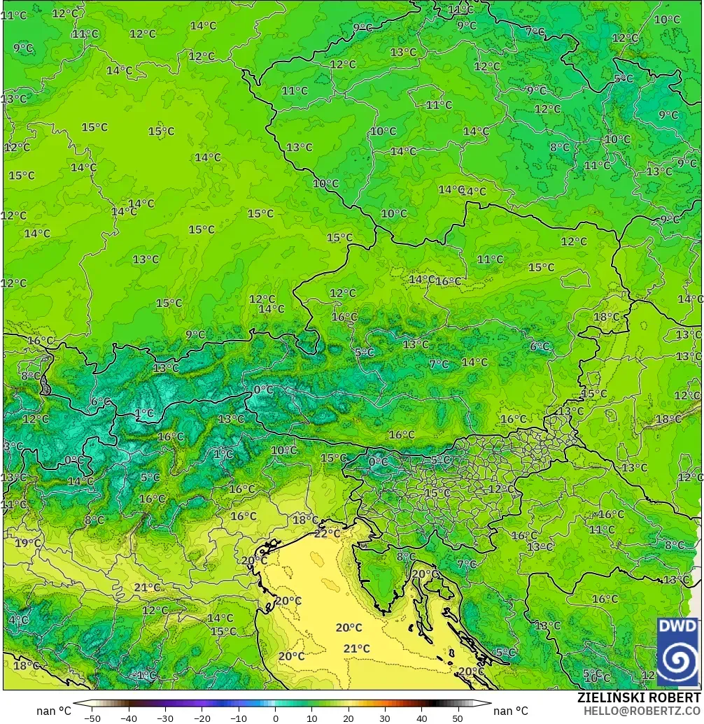 ICON Alemania 2 km modelo - Austria, Punto de rocío a 2 m