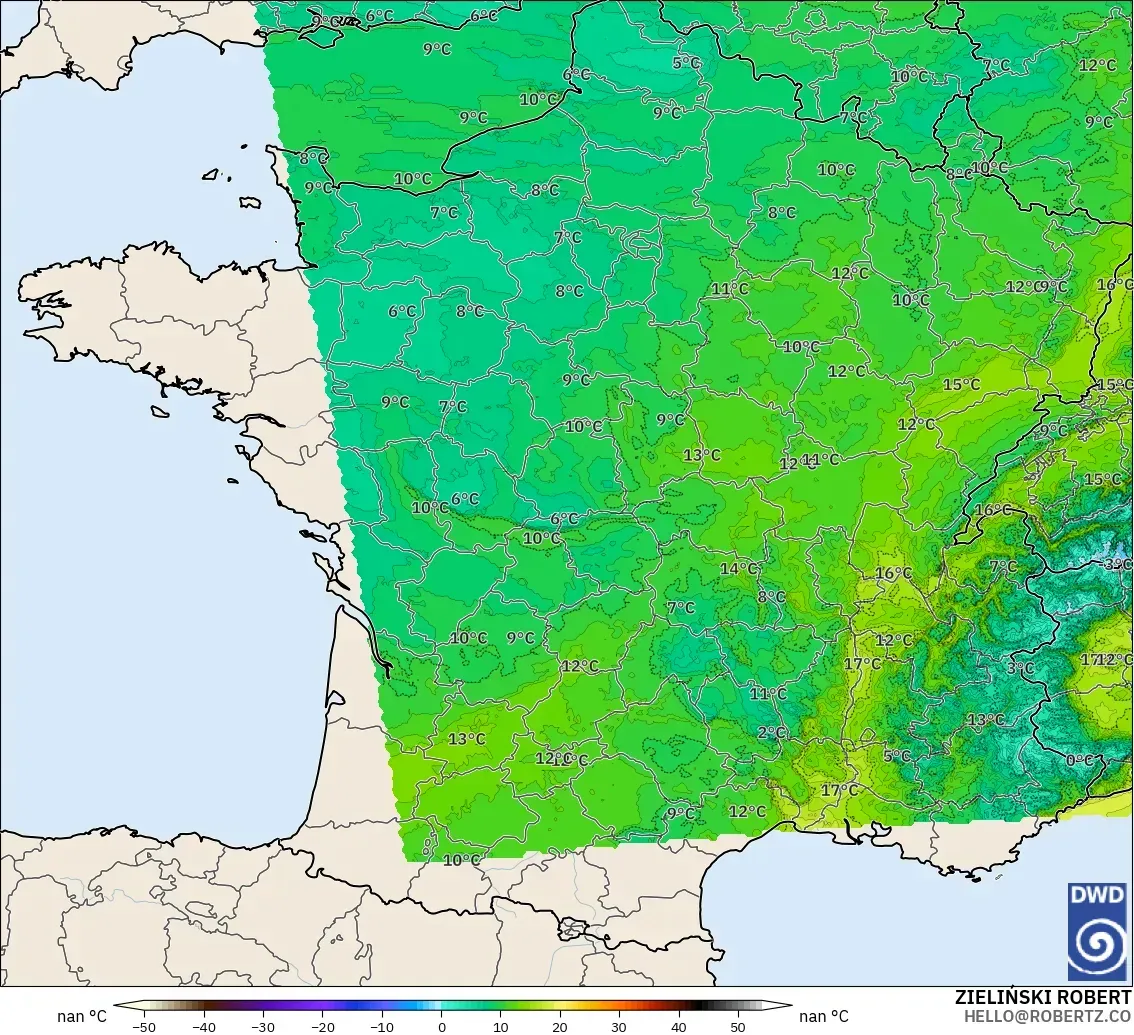 ICON Alemania 2 km modelo - Francia, Punto de rocío a 2 m