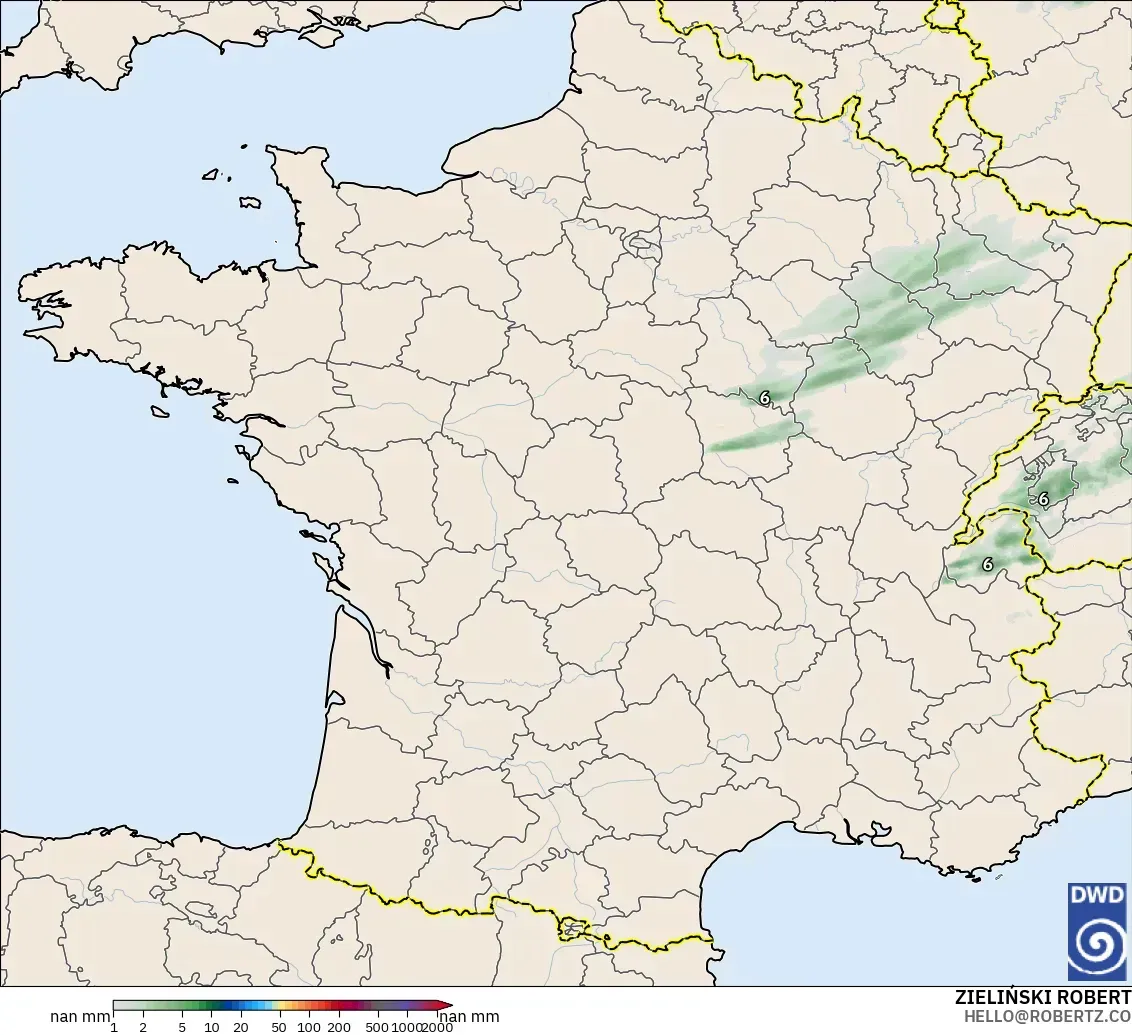 ICON Alemania 2 km modelo - Francia, Acumulación de precipitación