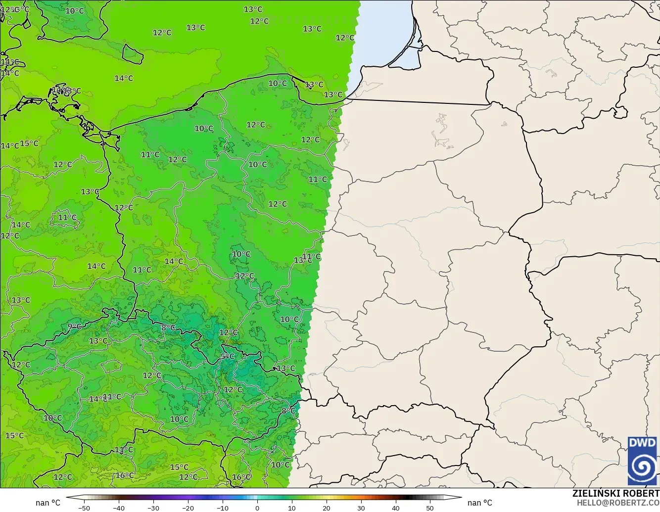 ICON Alemania 2 km modelo - Polonia, Punto de rocío a 2 m