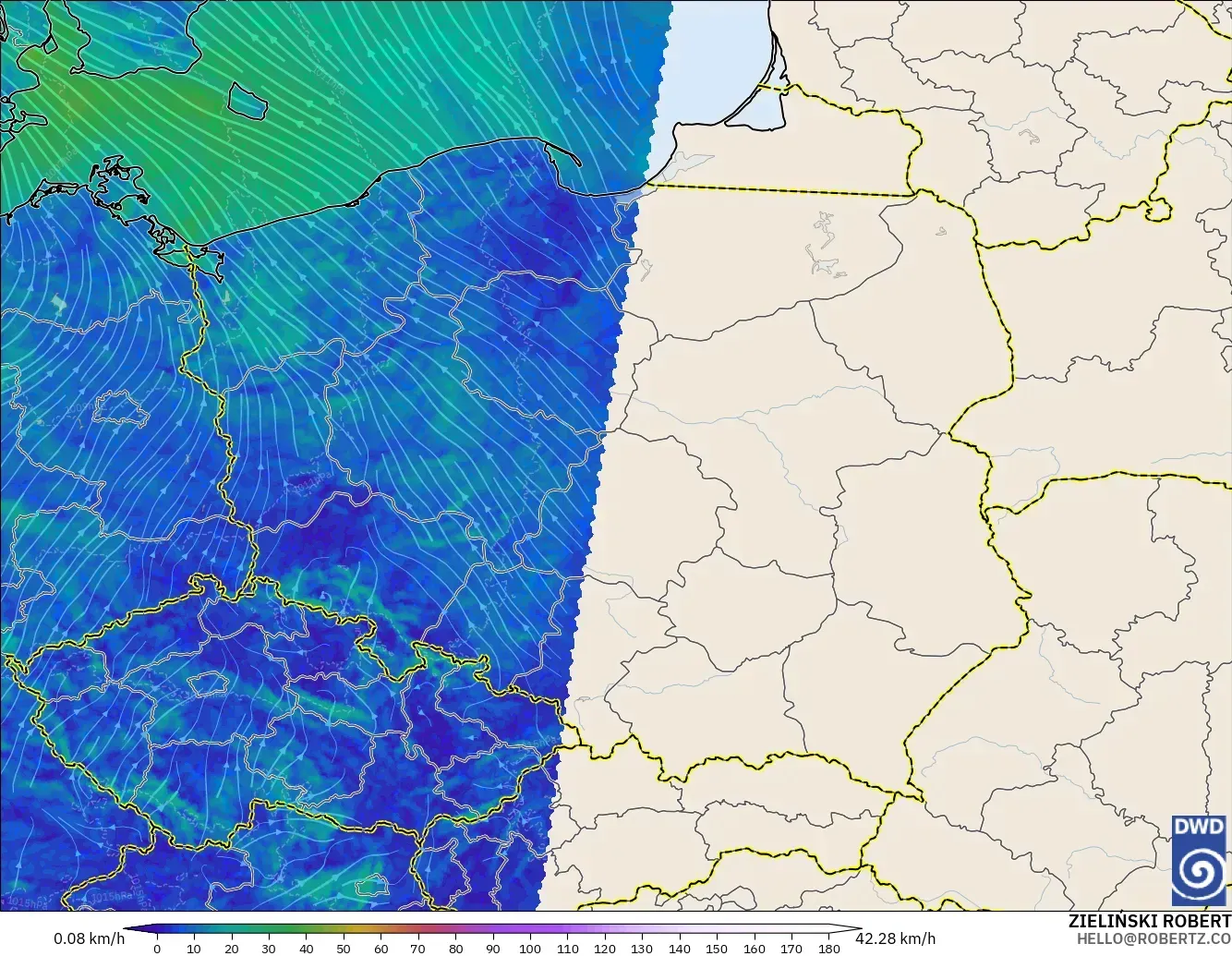 ICON Alemania 2 km modelo - Polonia, Viento a 10 m