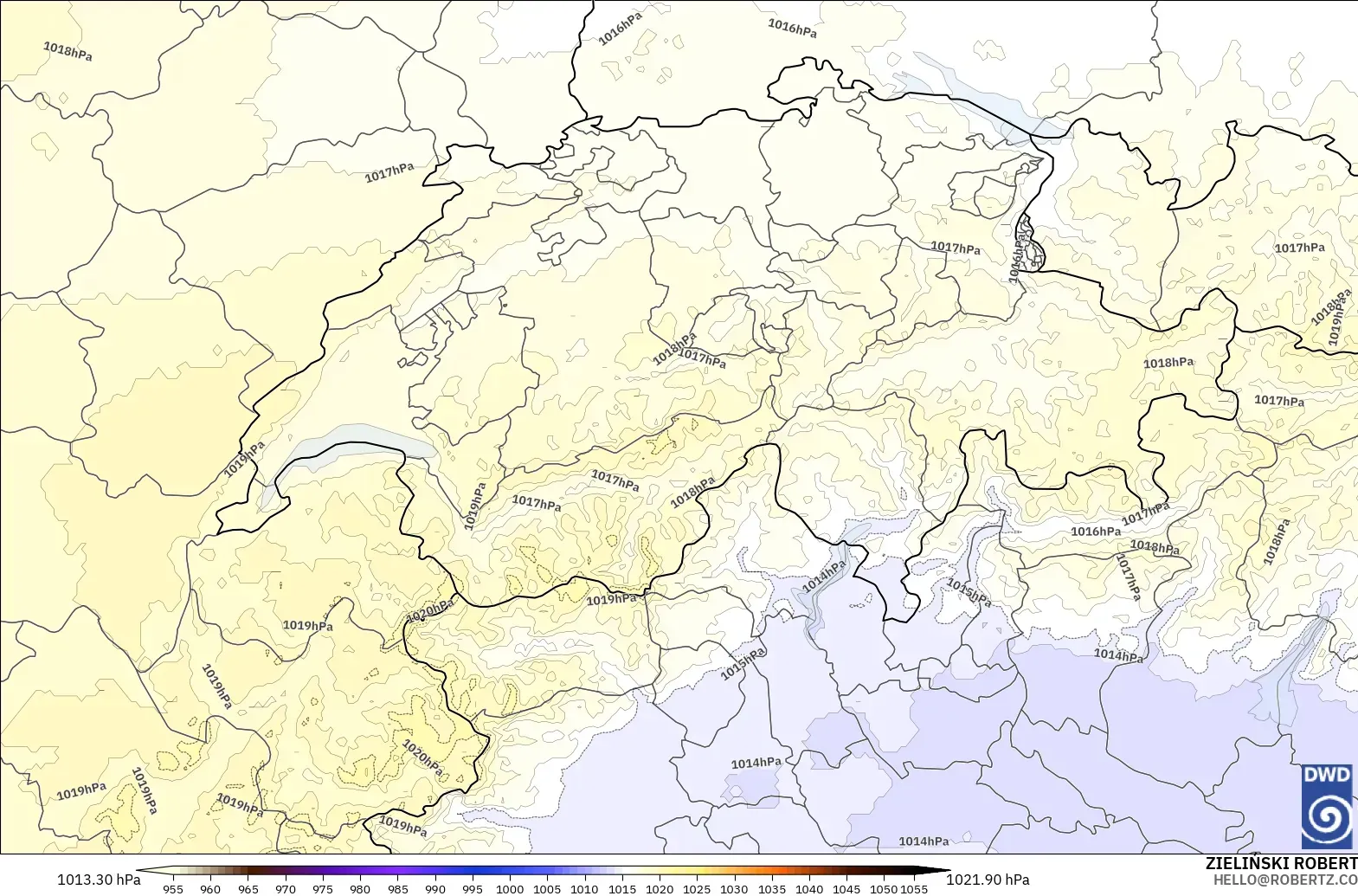 ICON Alemania 2 km modelo - Suiza, Presión