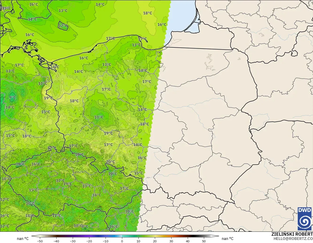 ICON Alemania 2 km modelo - Polonia, Punto de rocío a 2 m